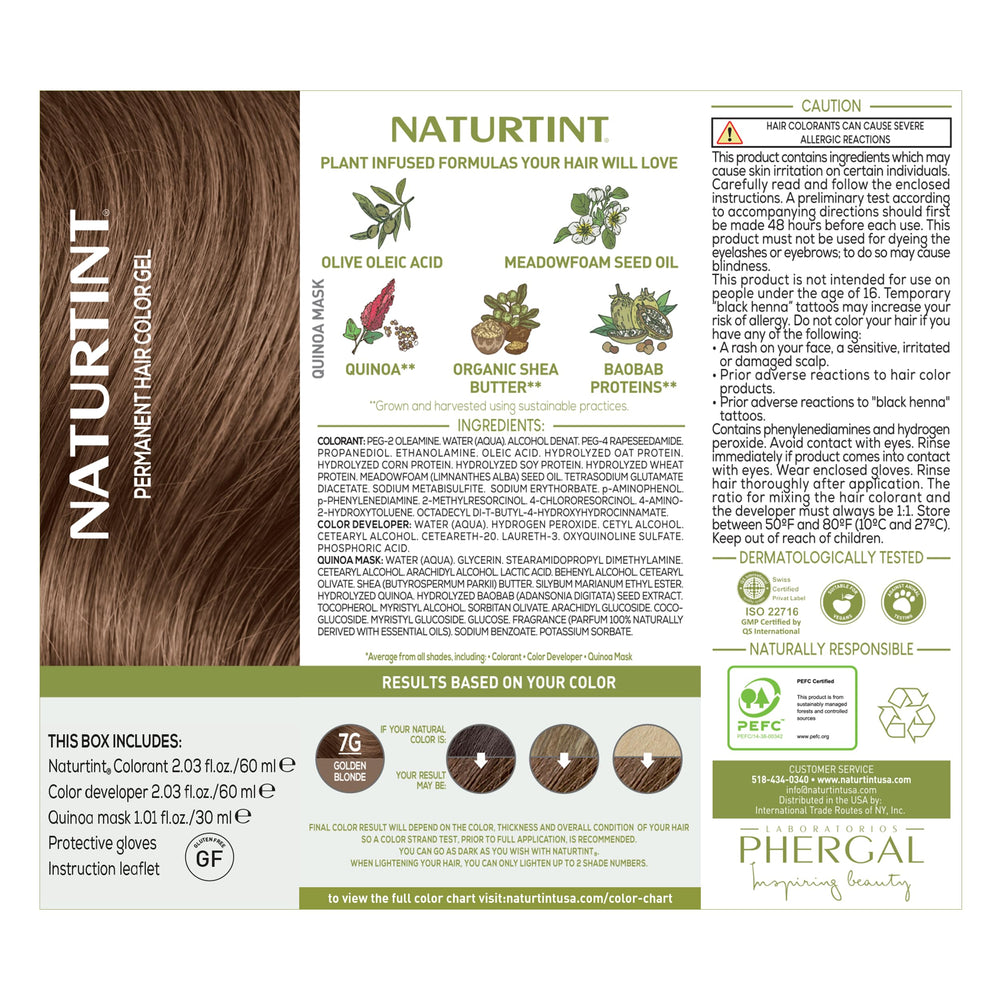 Naturtint 7G Golden Blonde packaging highlighting vegan and cruelty-free claims