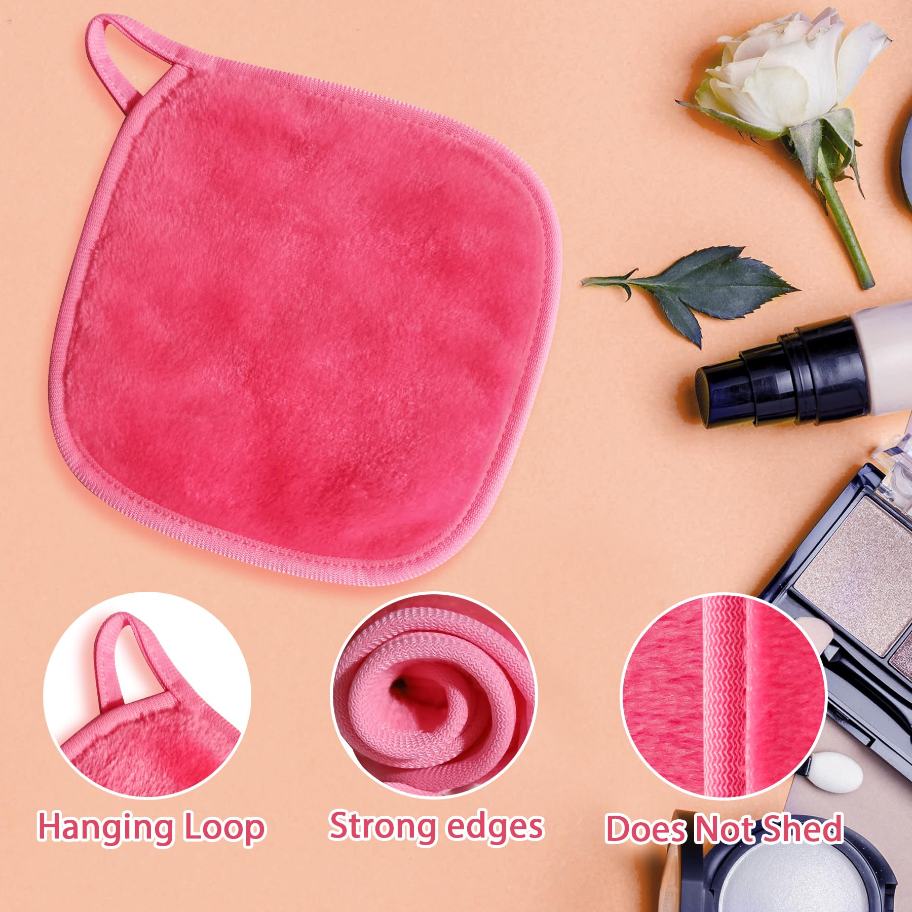 Natwag toalla facial reutilizable rosa para limpieza suave