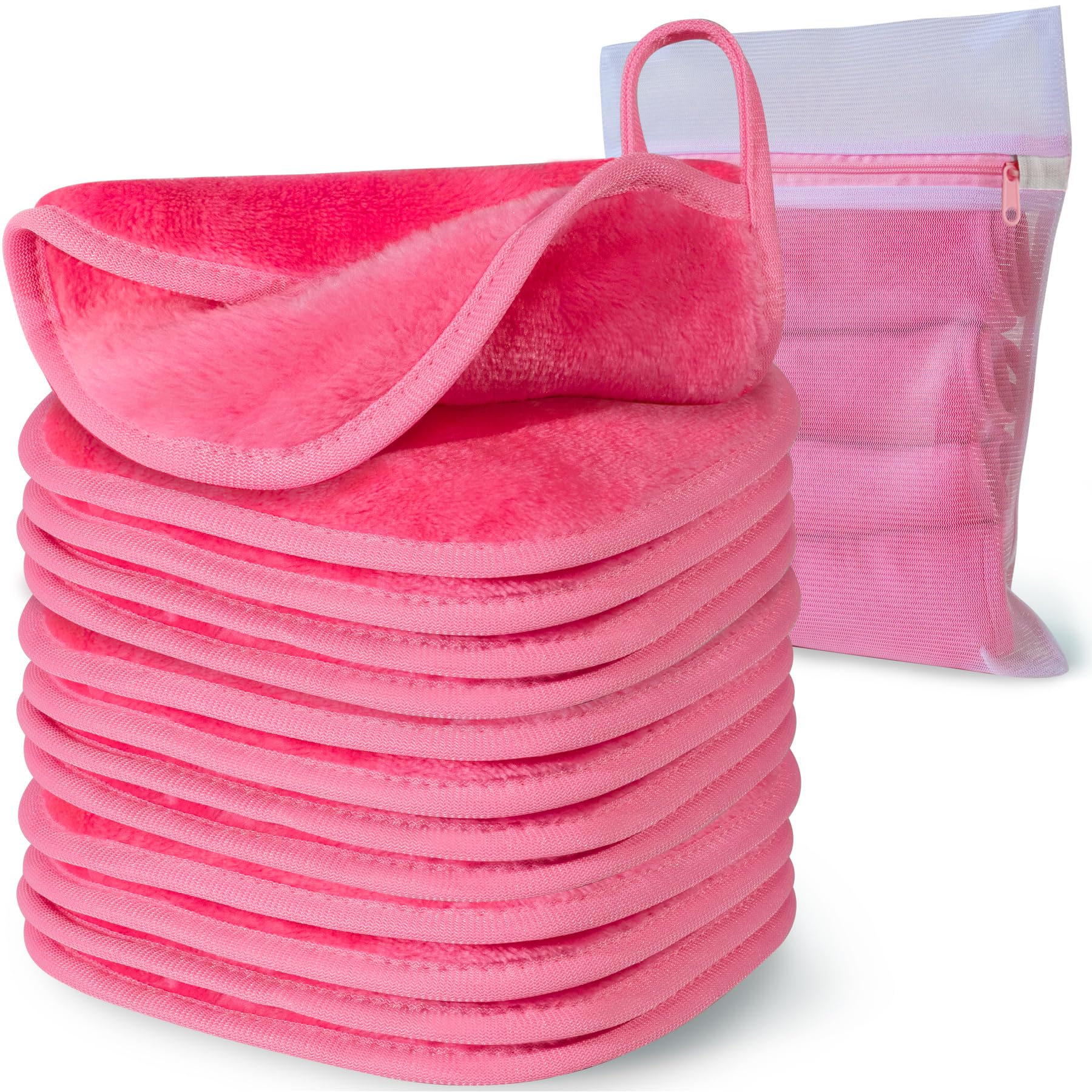 Natwag toalla desmaquillante de microfibra rosa, suave para piel sensible y maquillaje