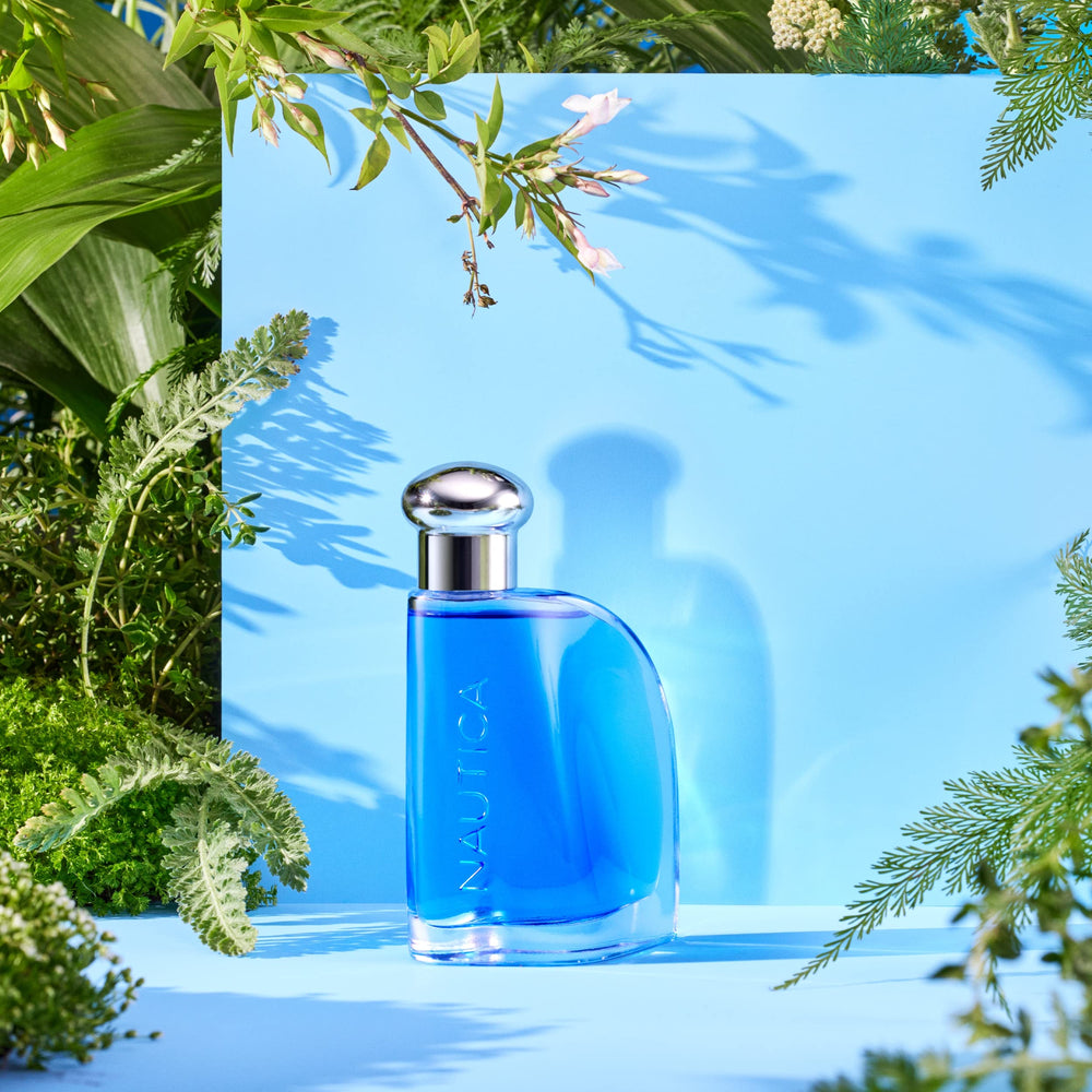 Nautica Blue bottle on surface with soft lighting