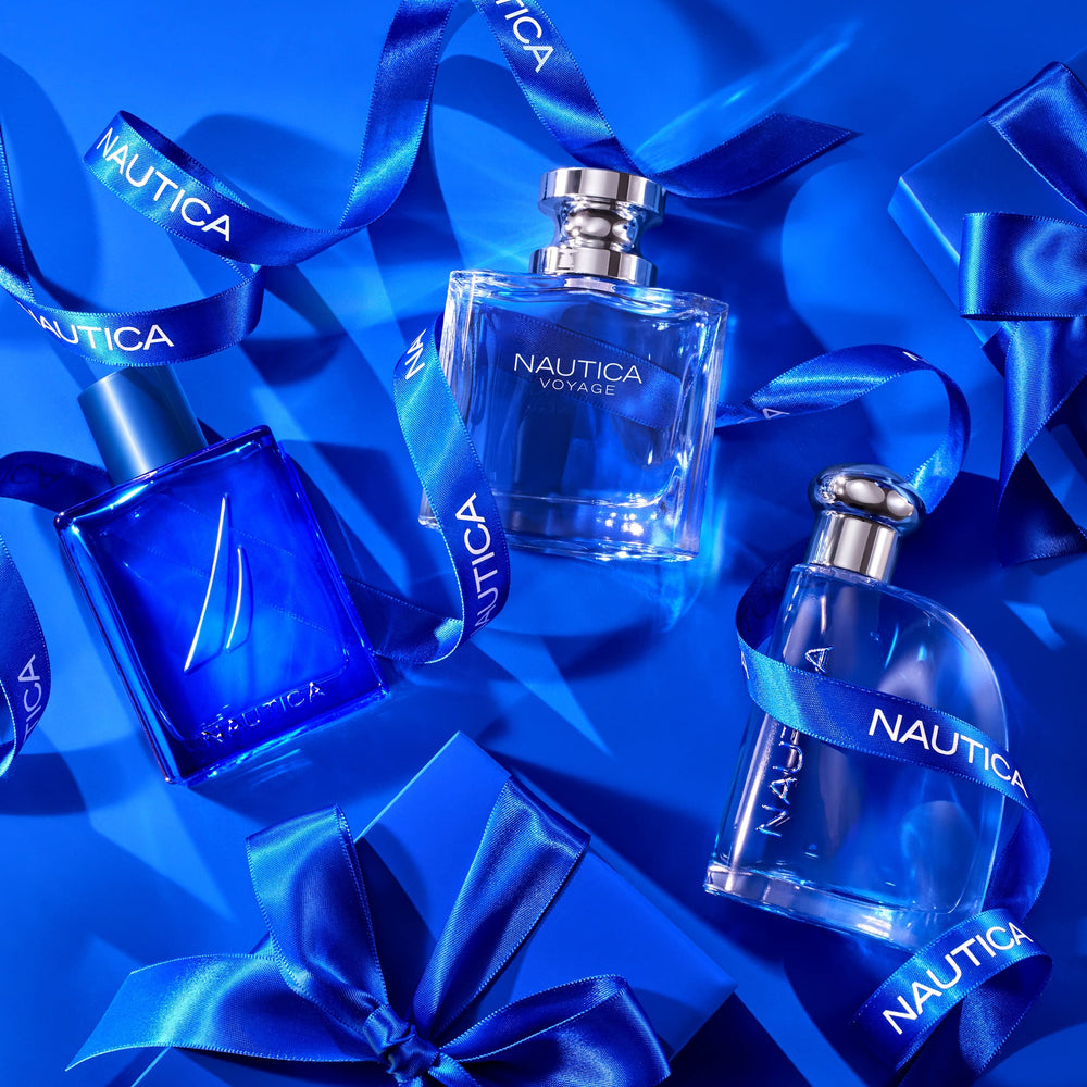 Nautica Blue fragrance swirl illustrating vibrant notes