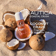 Nautica Coconut Crave mist dispensing image suggests quick effortless aroma boost