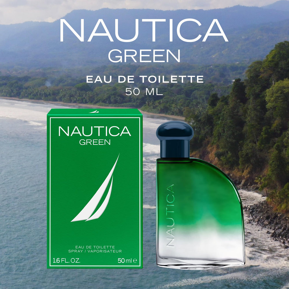 Nautica Color Green mist on wrist shows easy application and fresh scent.