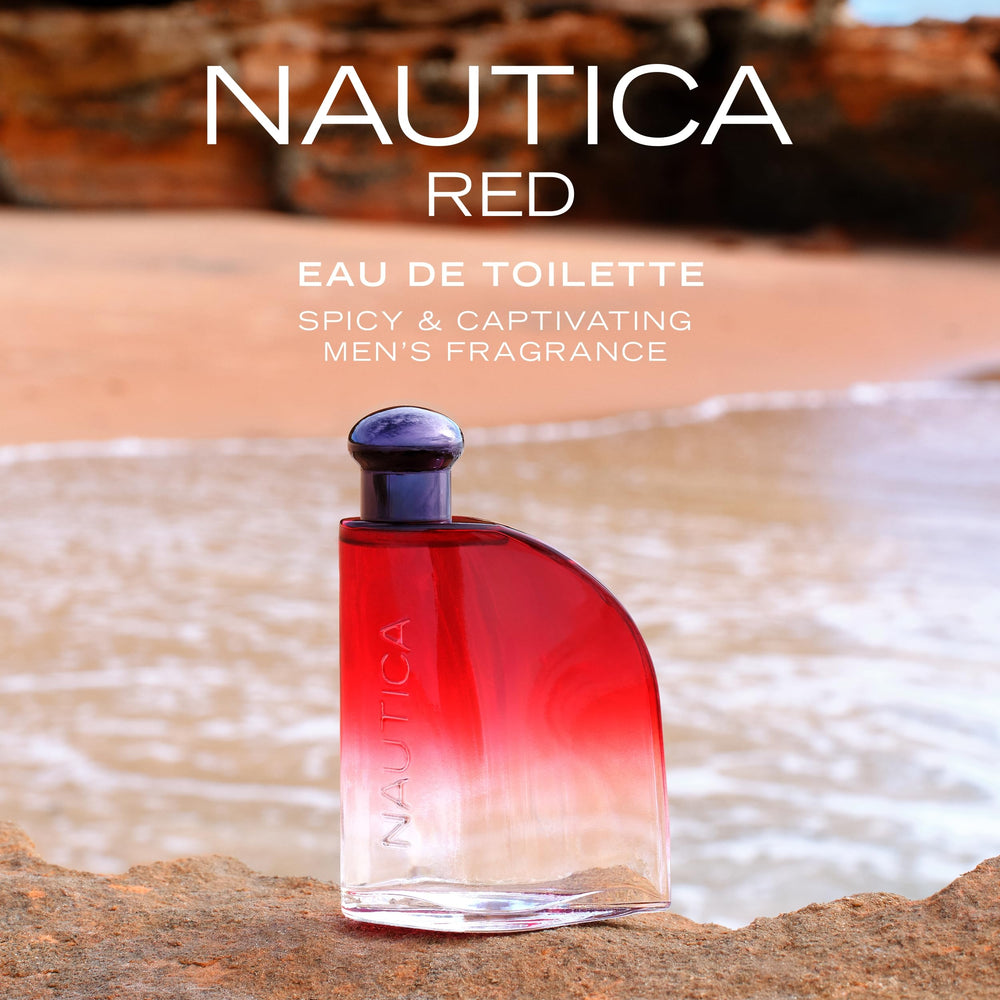Nautica Color Red packaging box shown for gifting appeal.