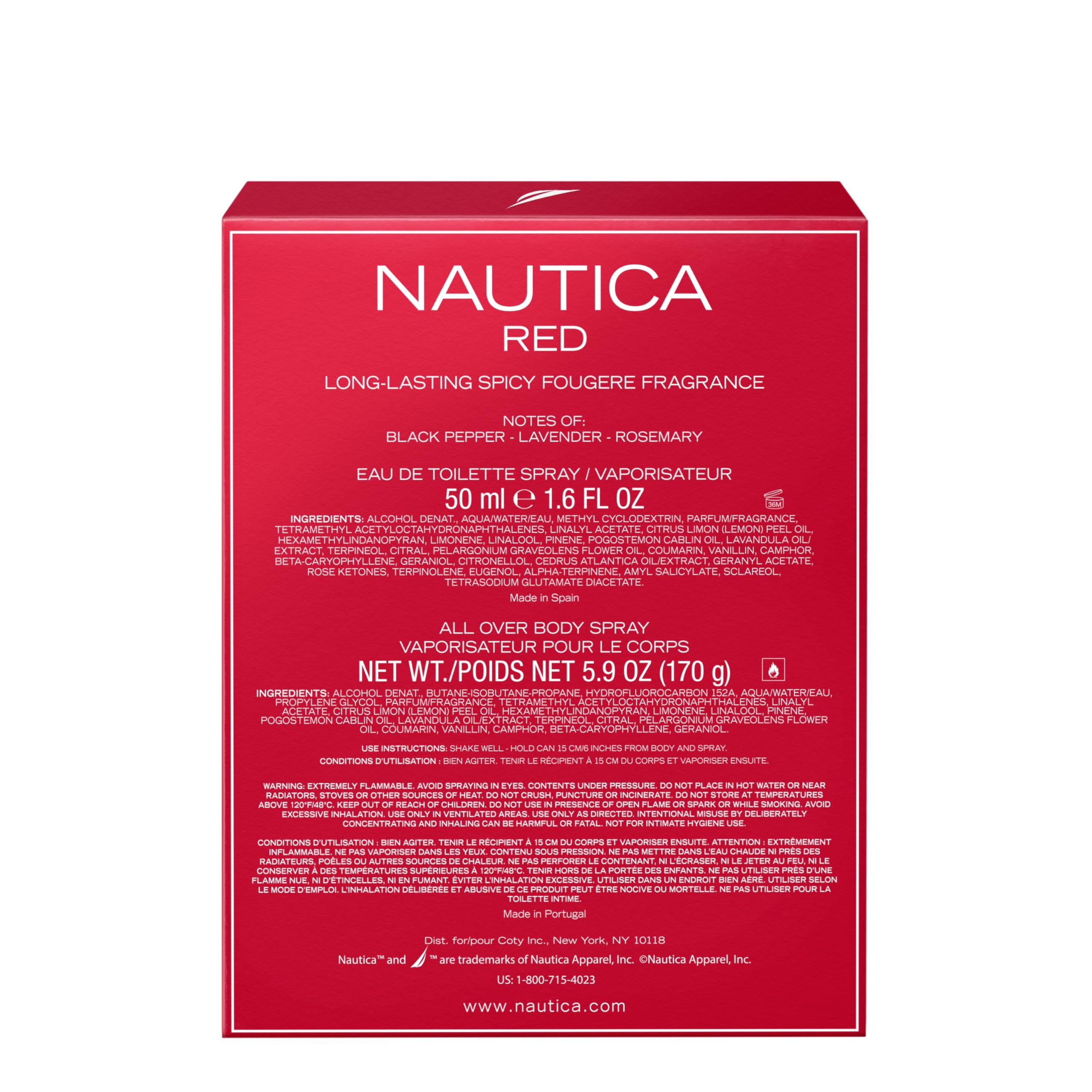 Nautica Red EDT bottle with slender stem and spray nozzle