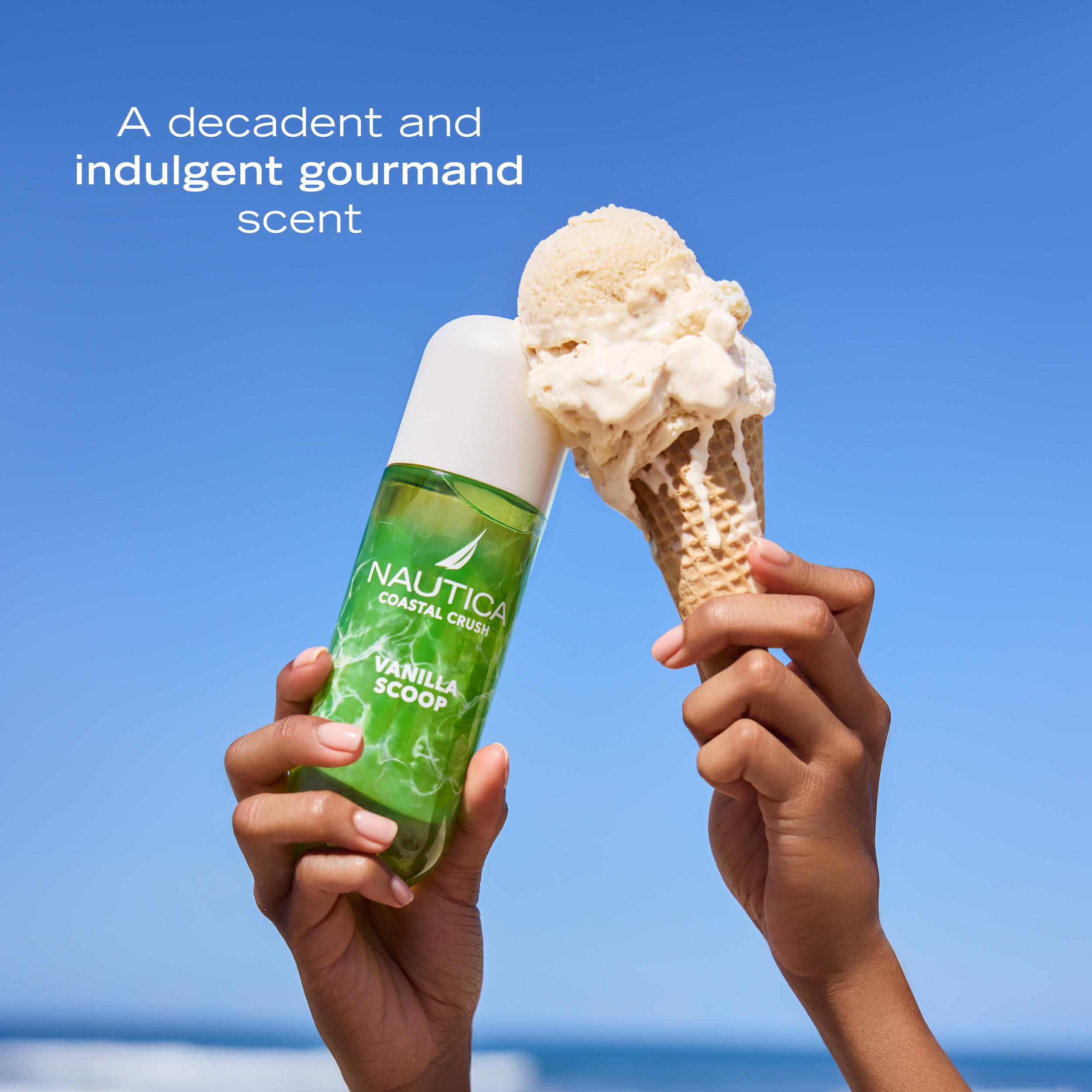 Nautica Vanilla Scoop base note vanilla cream conveys creamy warmth.