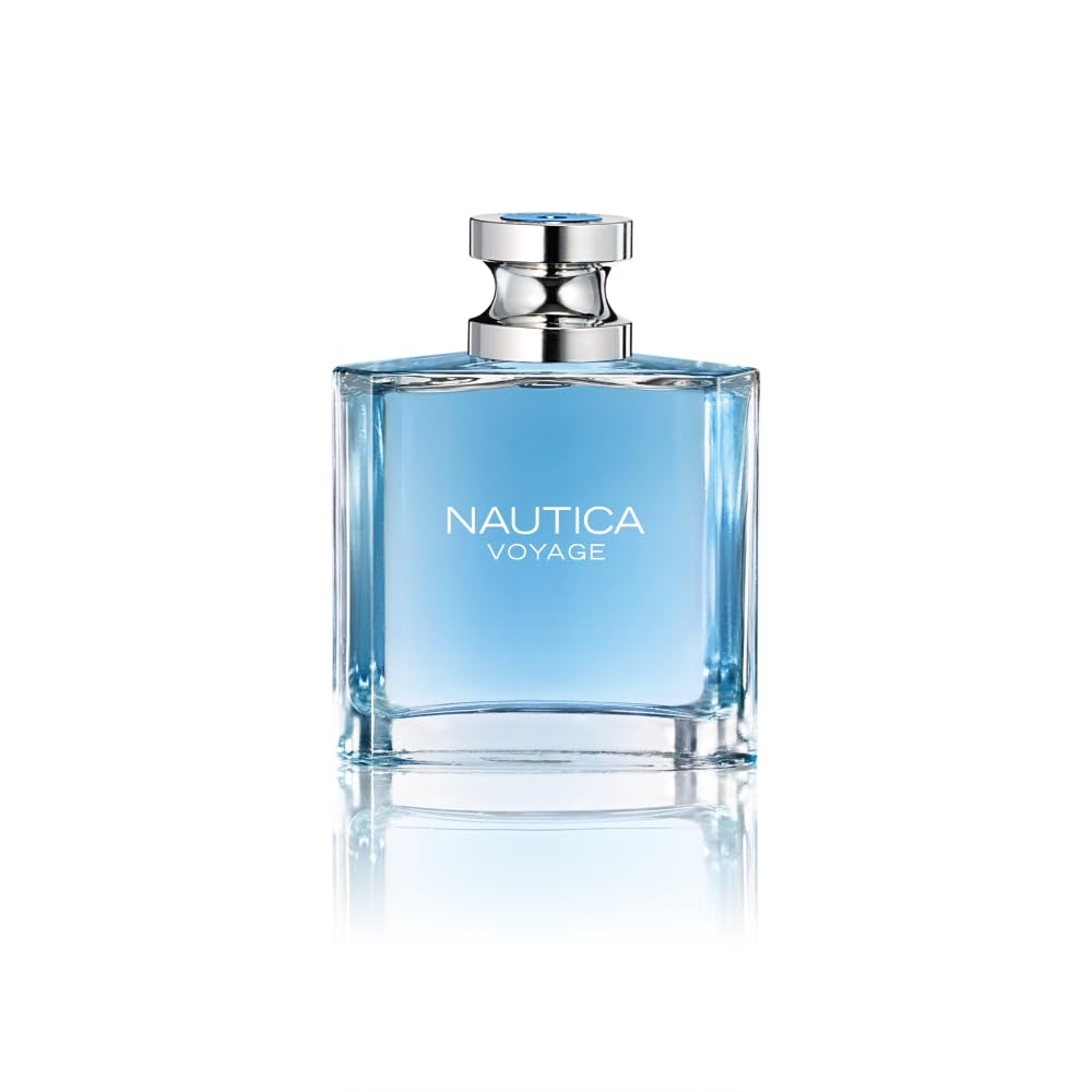 Nautica Voyage bottle front view, fresh coastal scent for daily confidence.