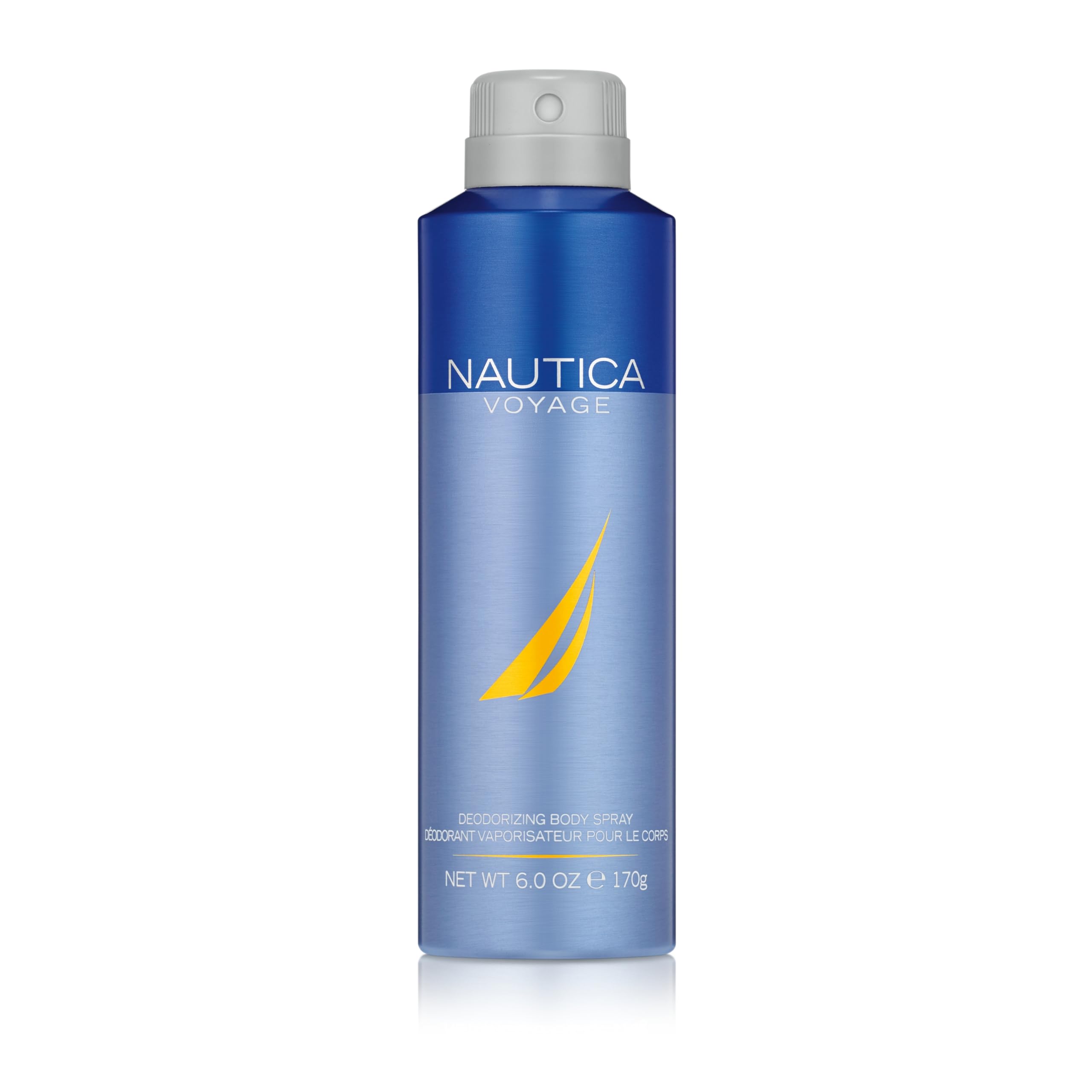 Nautica Voyage deodorant bottle front shows clean design for daily wear and long-lasting scent.