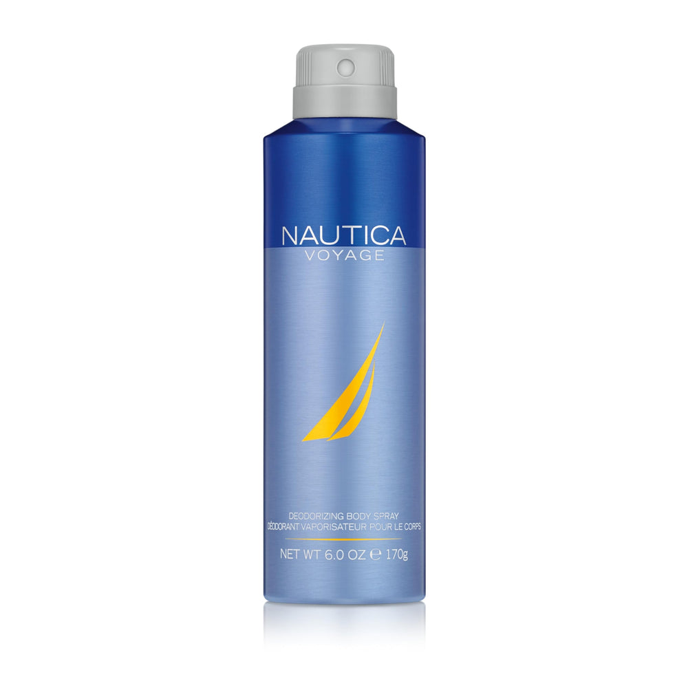 Nautica Voyage deodorant bottle front shows clean design for daily wear and long-lasting scent.