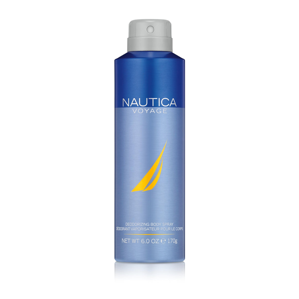 Nautica Voyage deodorant bottle front shows clean design for daily wear and long-lasting scent.