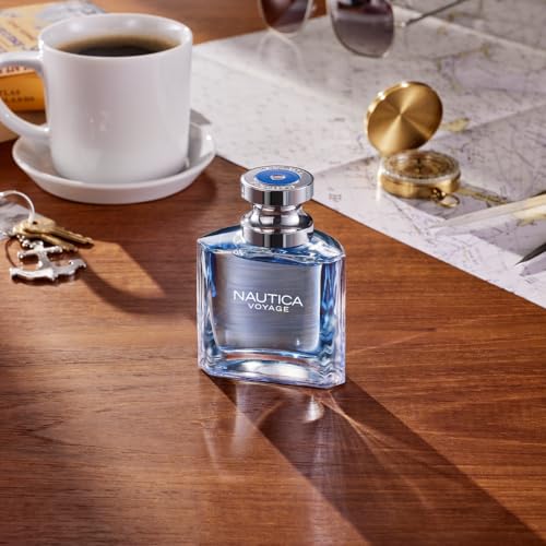 Nautica Voyage gift-set display, versatile fragrance for casual wear.