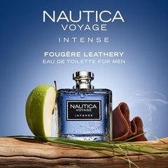 Nautica Voyage Intense bottle side view showcasing shape.