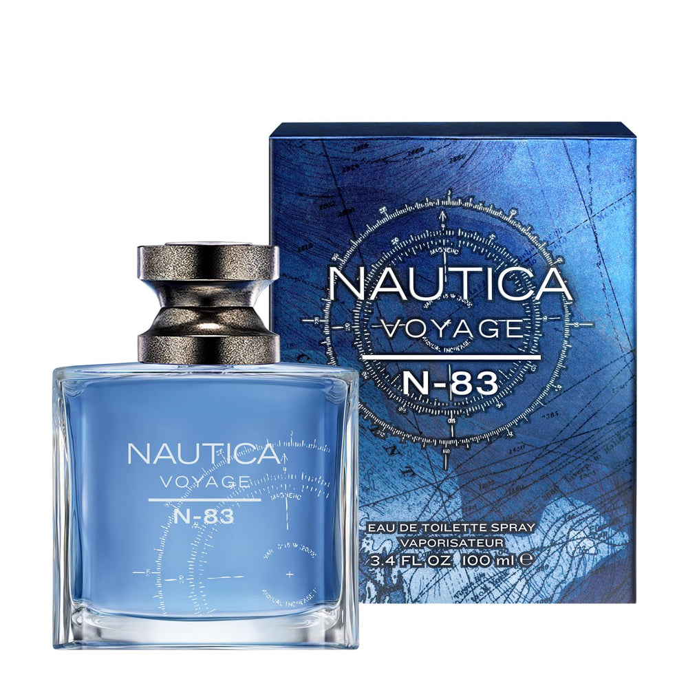 Nautica Voyage N83 label close-up shows notes and branding