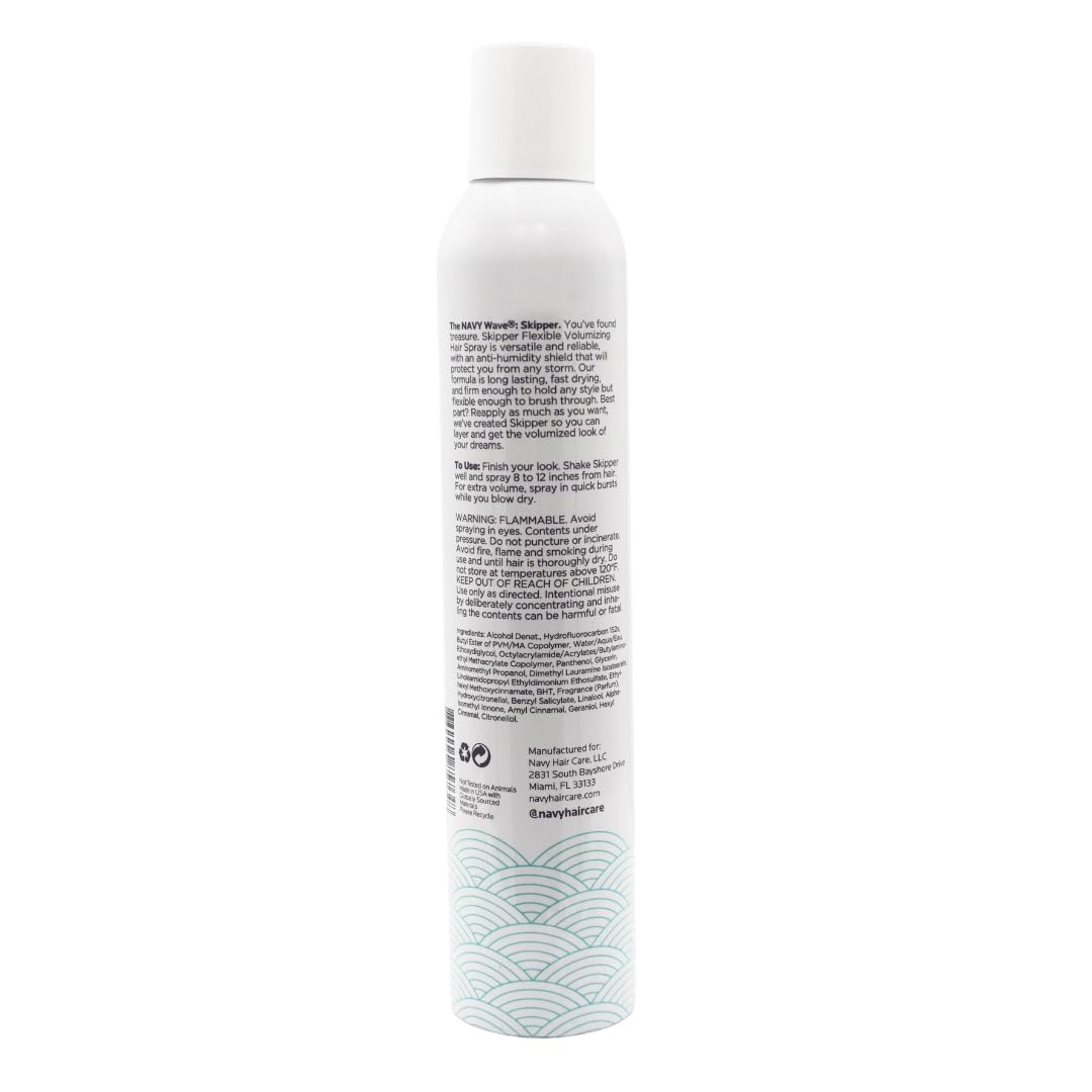 NAVY HAIR CARE Skipper root lift spray in action on hair.