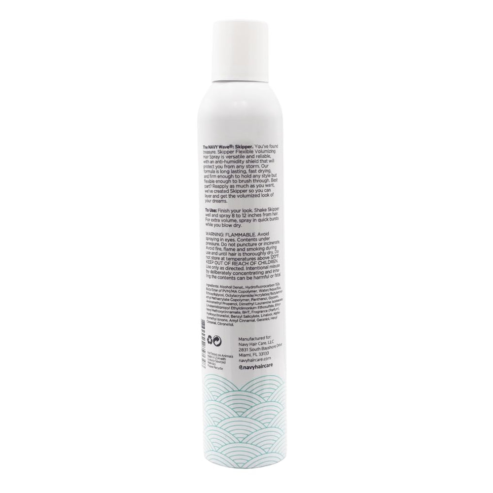 NAVY HAIR CARE Skipper root lift spray in action on hair.