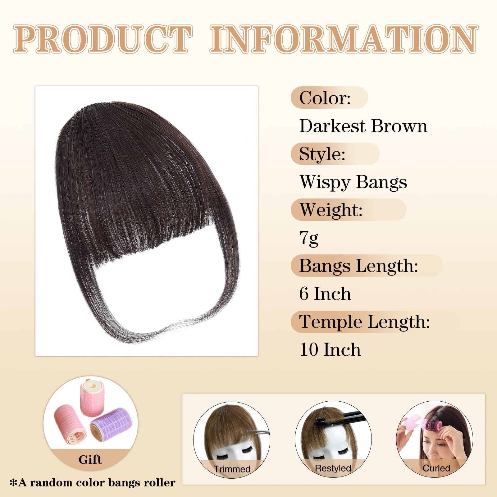 NAYOO real human hair clip-on bangs blend with natural hair smoothly.