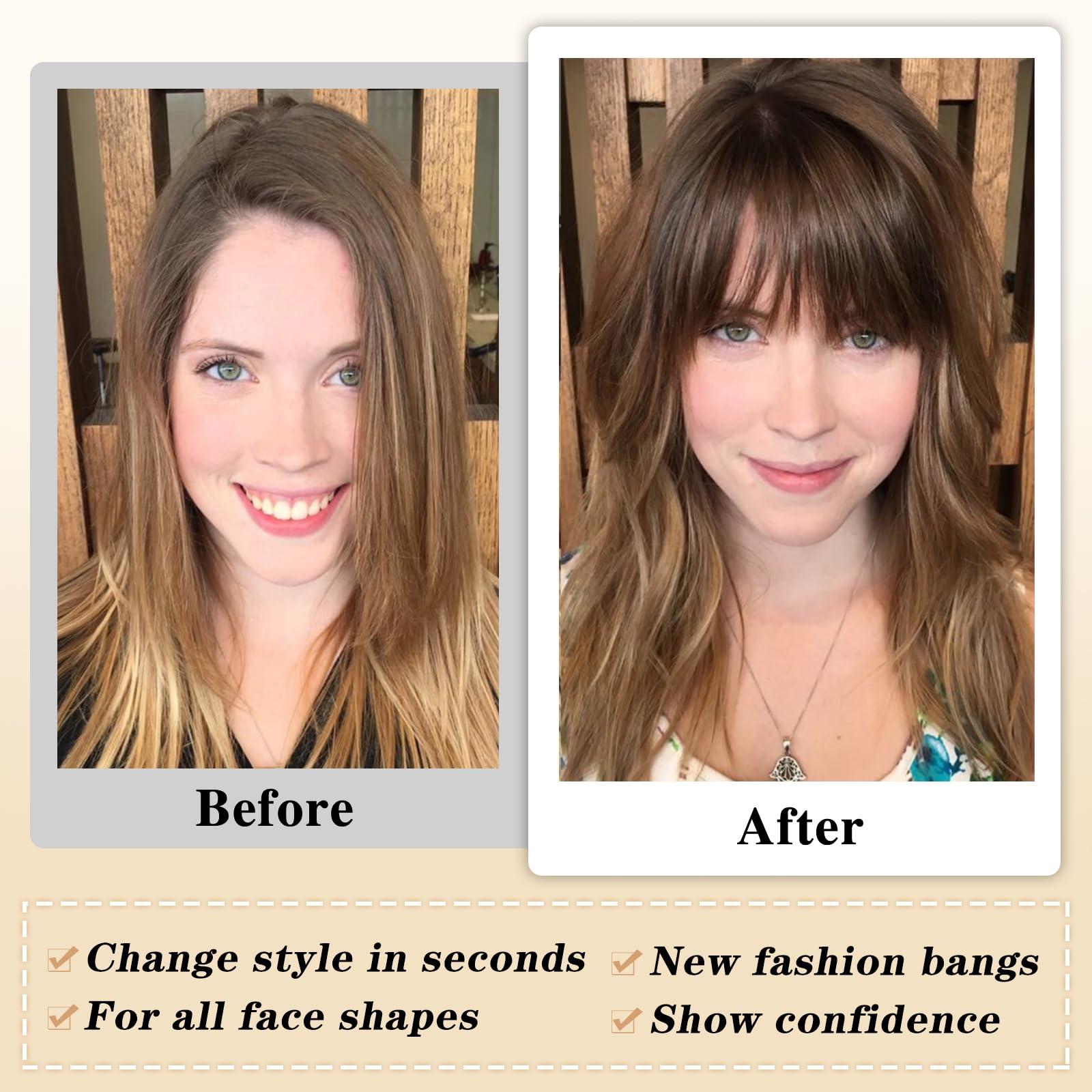 NAYOO soft shine real hair bangs easy to curl or straighten.