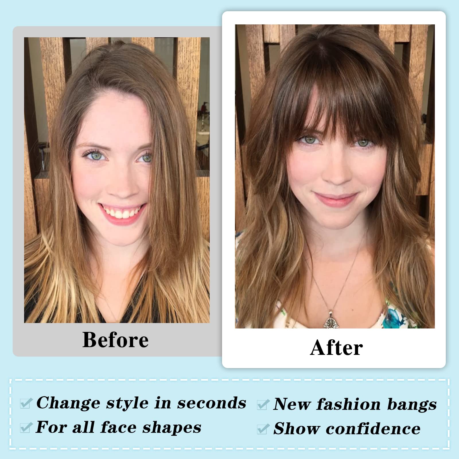 NAYOO clip-in bangs color variation helps match any look
