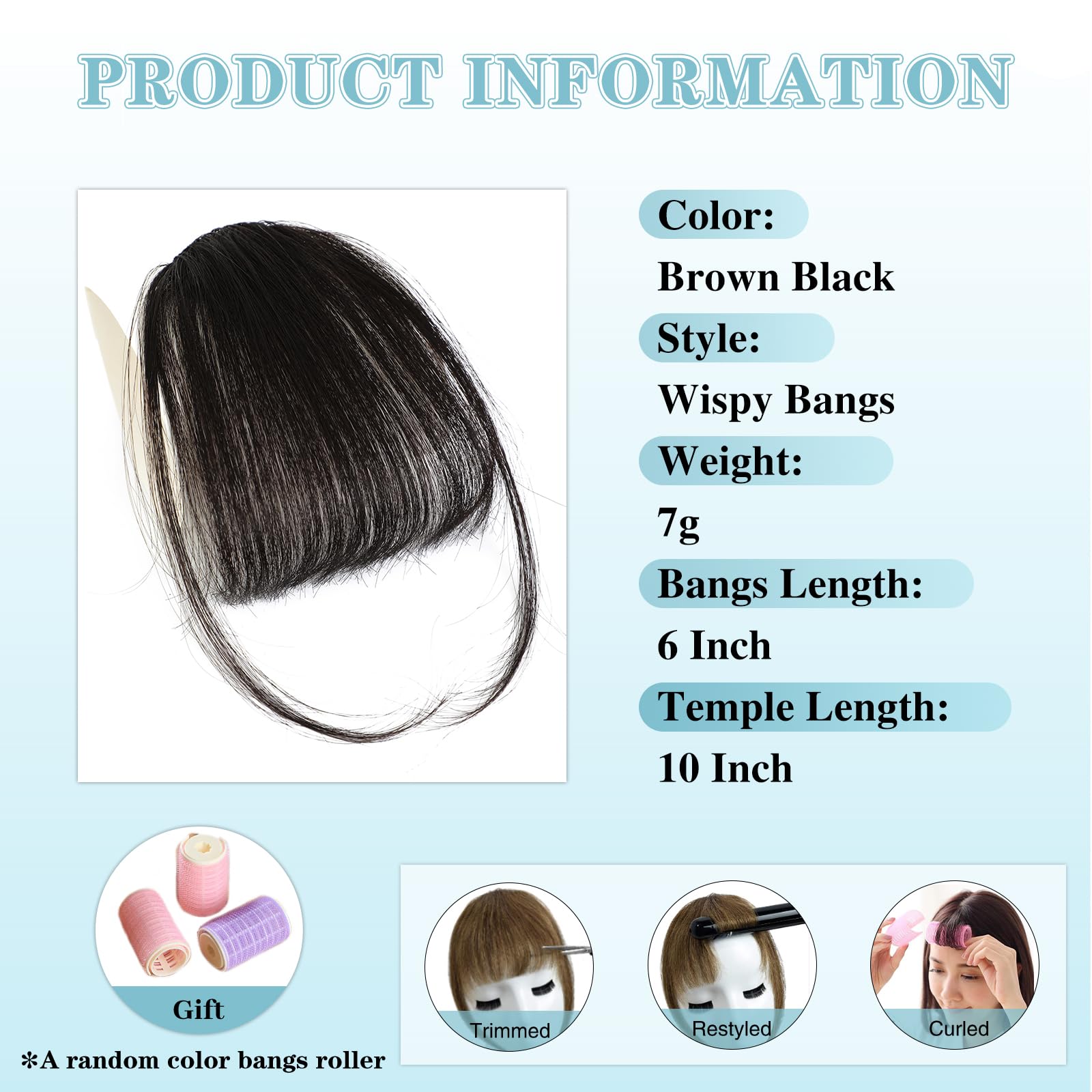 NAYOO clip-in bangs French bangs with temples frame the face