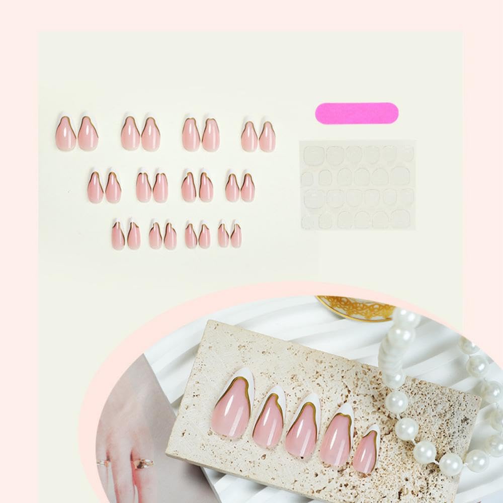 NBNTGH almond medium nails in a 24-piece set for precise finger fit.