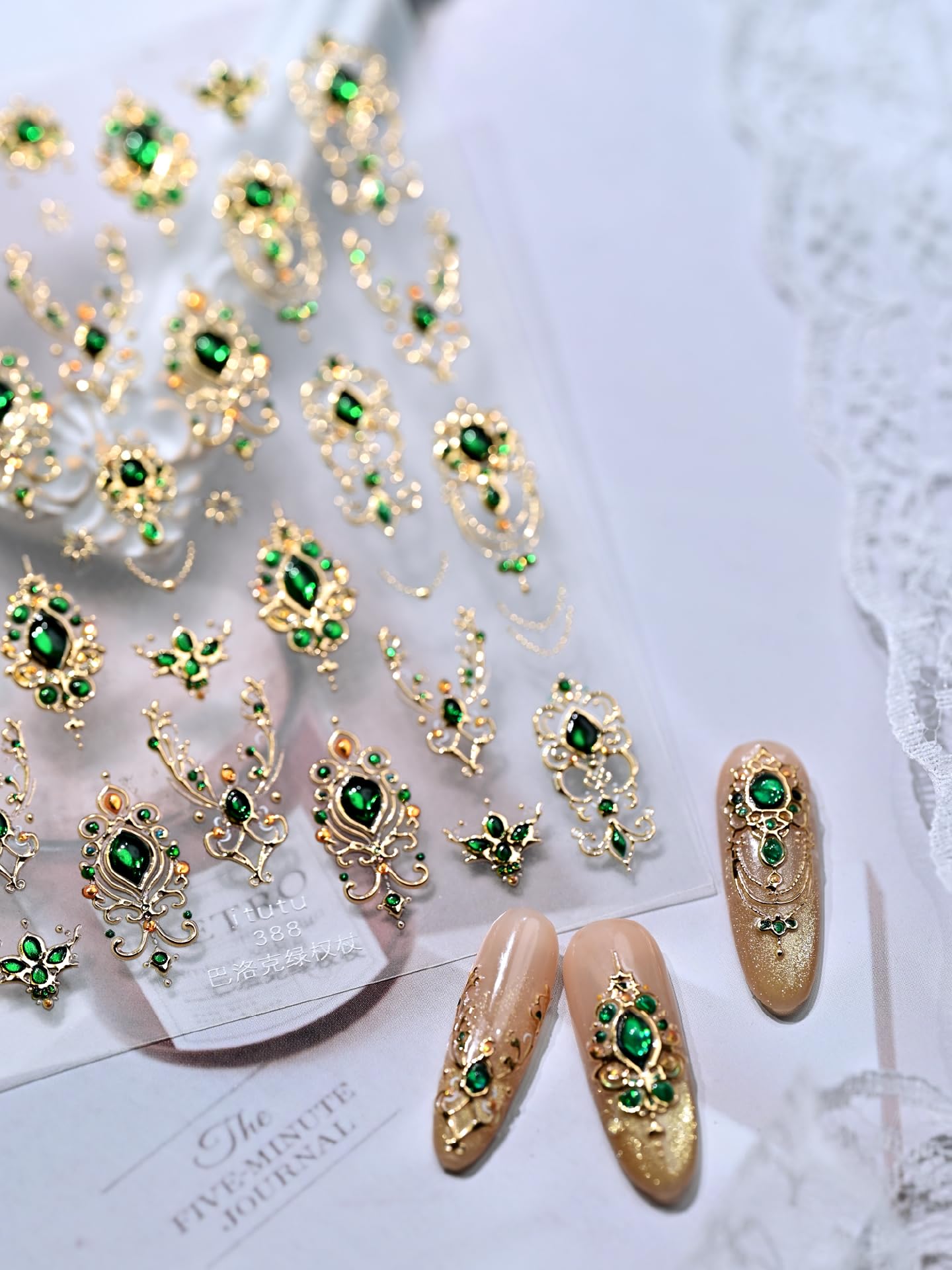 NBNTGH arte uñas dorado verde brillante para diseño de uñas