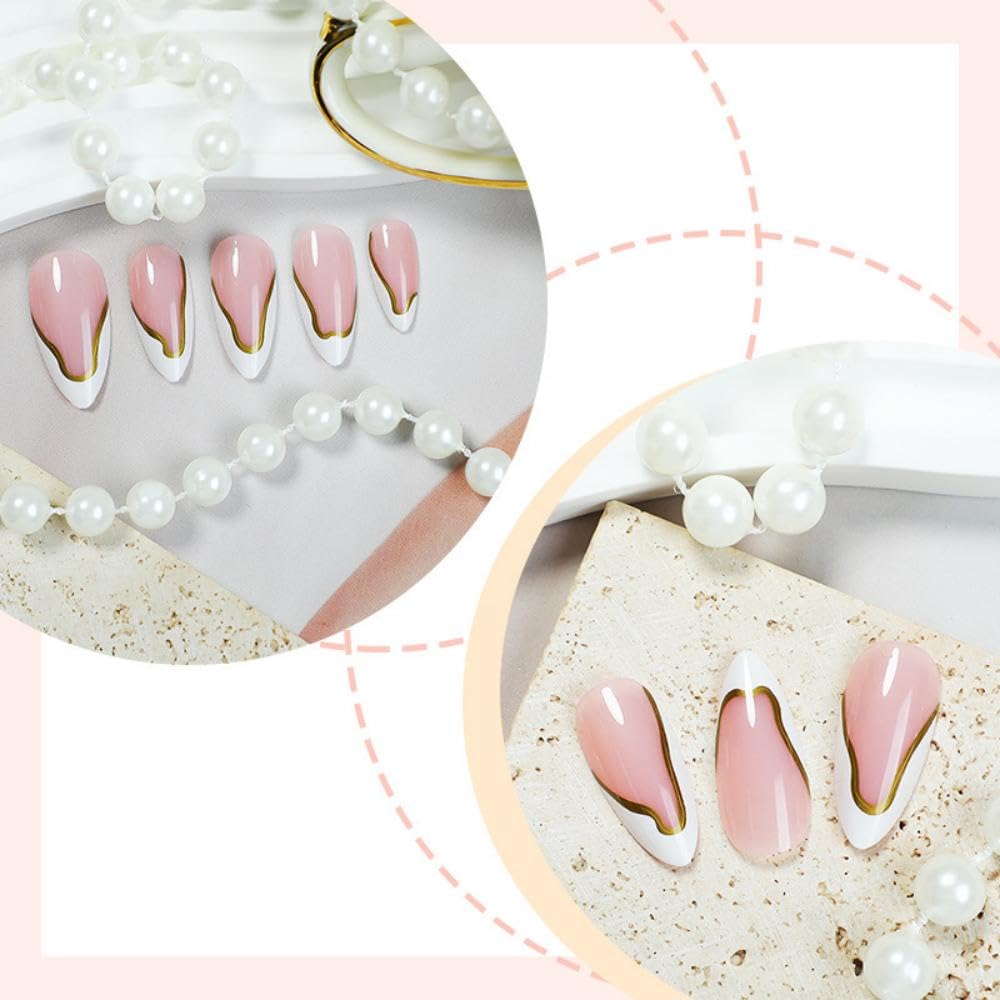 NBNTGH gold-line nails with 30 nail glue stickers for quick, secure wear.