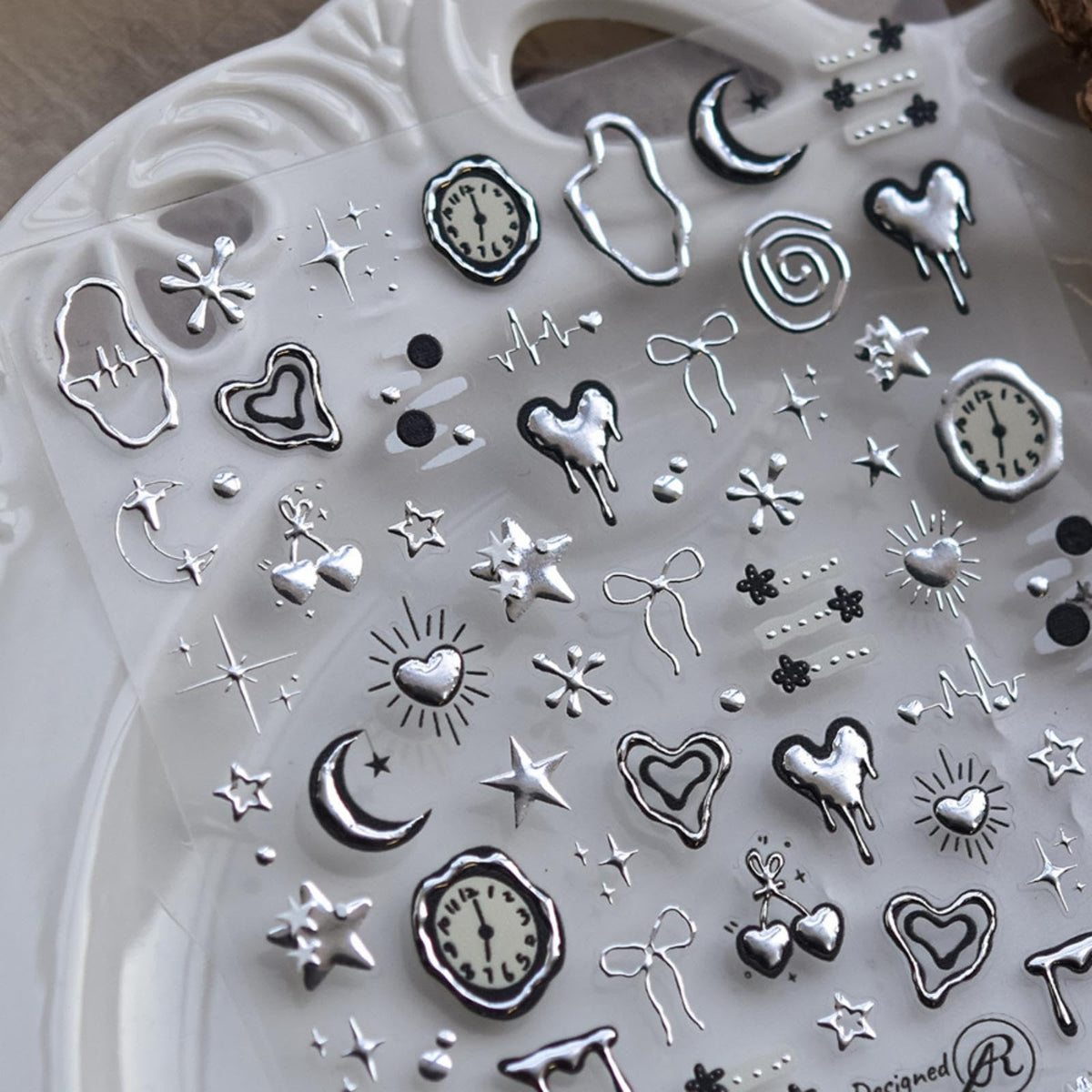NBNTGH pegatinas uñas corazones-estrellas 5D en relieve para decoración elegante