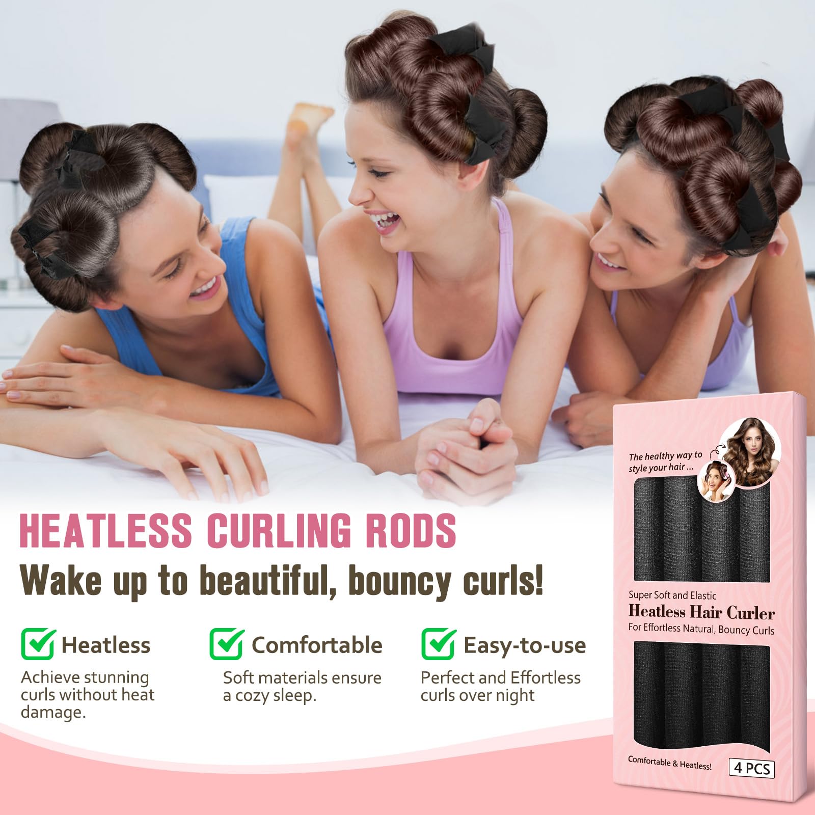 NBTREKTIE comfy-night-styling: satin rollers for peaceful sleep and waking curls