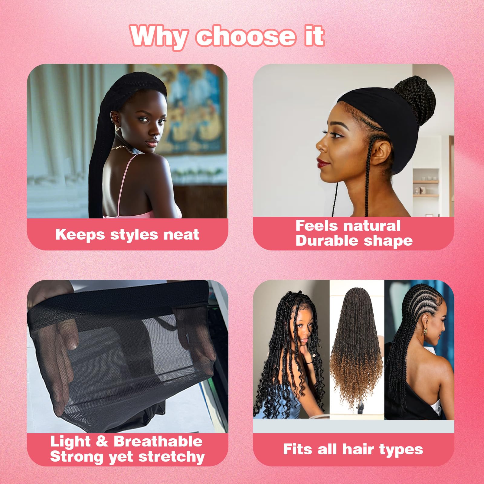 Neacus Daily-wear use briefing shows protection for dreadlocks, braids, wigs.