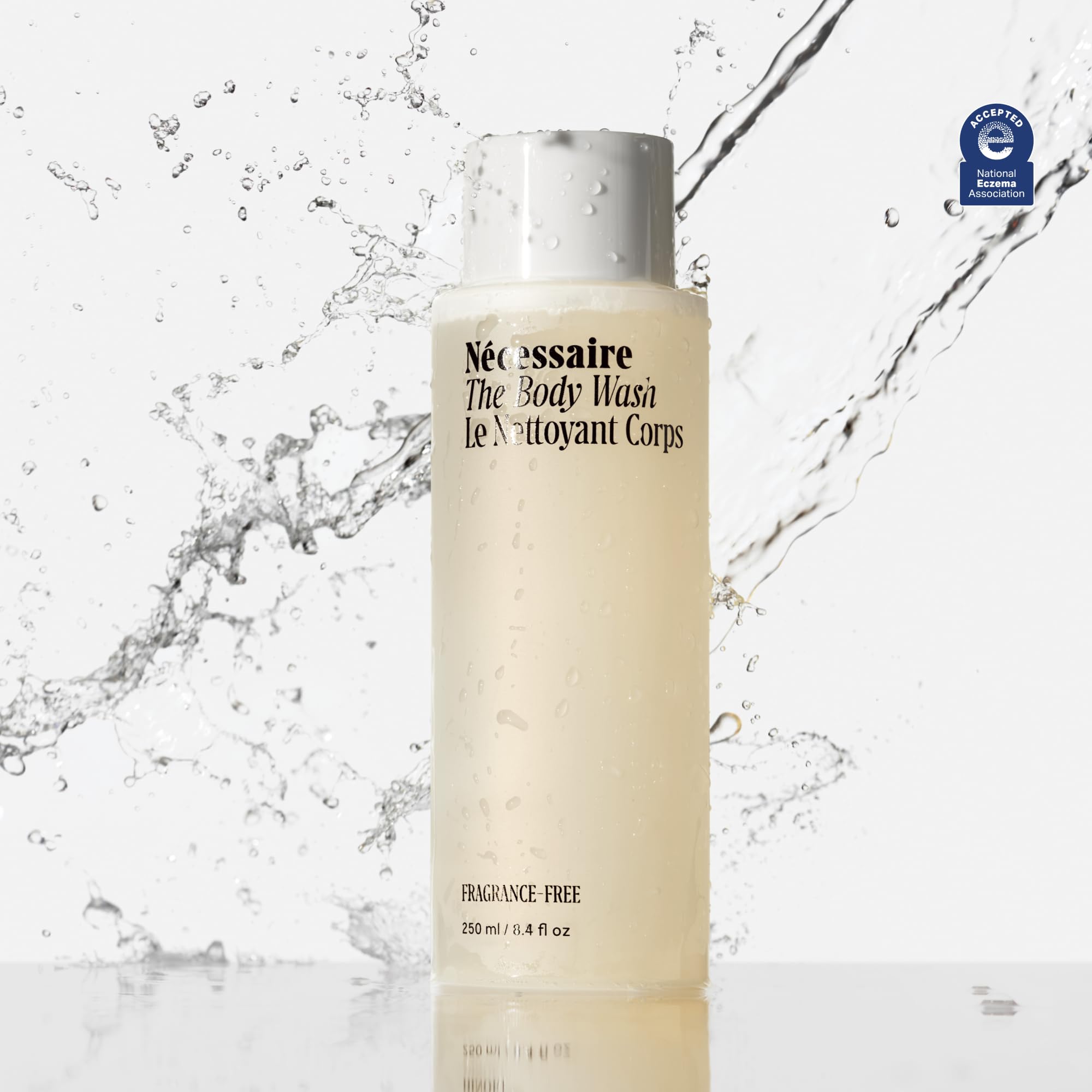 Nécessaire barrier-care ingredients niacinamide and ceramides visible on bottle.