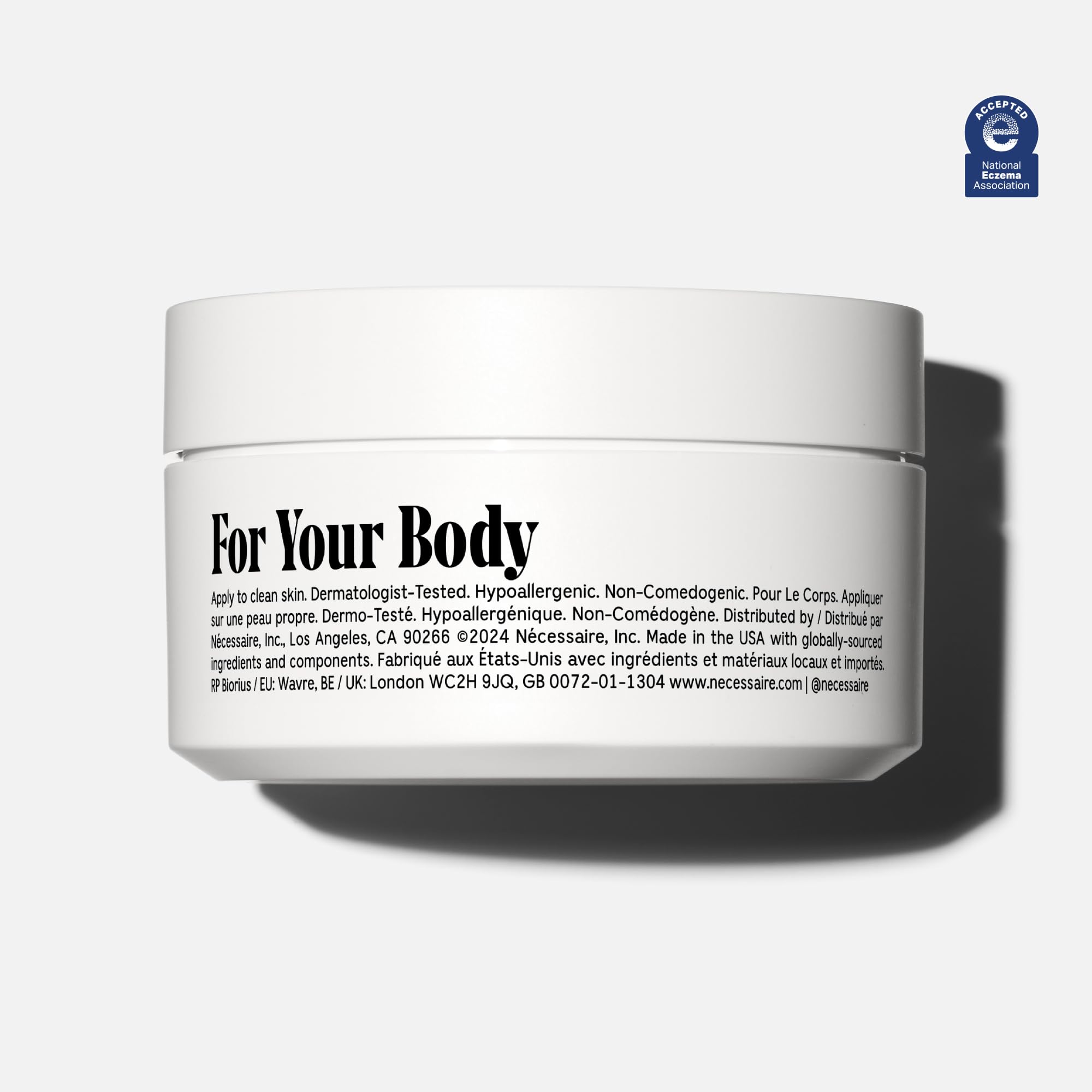Nécessaire The Body Cream fragrance-free jar ideal for sensitive skin.