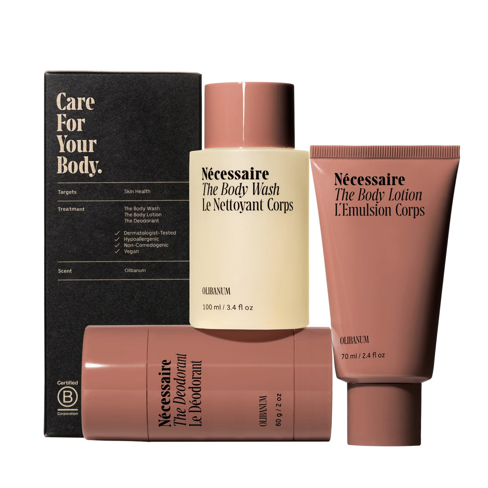 Nécessaire body essentials mini packaging illustrates sustainable packaging for eco-conscious users