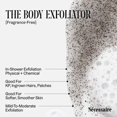 Nécessaire Body Exfoliator bottle shows 180 ml size.