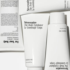 Nécessaire Body Exfoliator fragrance-free formula for sensitive skin.