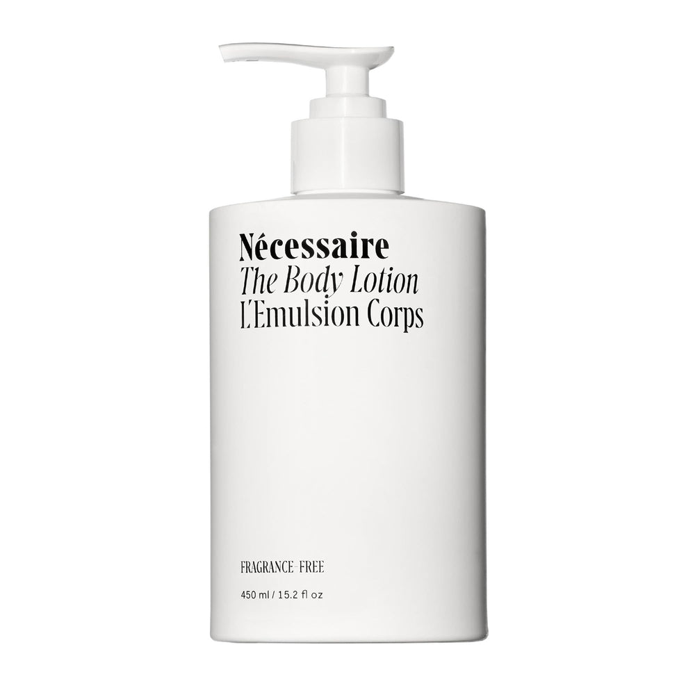 Nécessaire fragrance-free body lotion with pump for fragrance-free hydration.