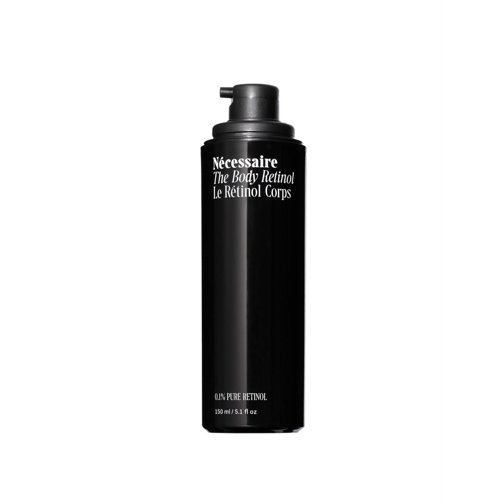 Nécessaire The Body Retinol serum bottle for night-time use to support texture and tone.