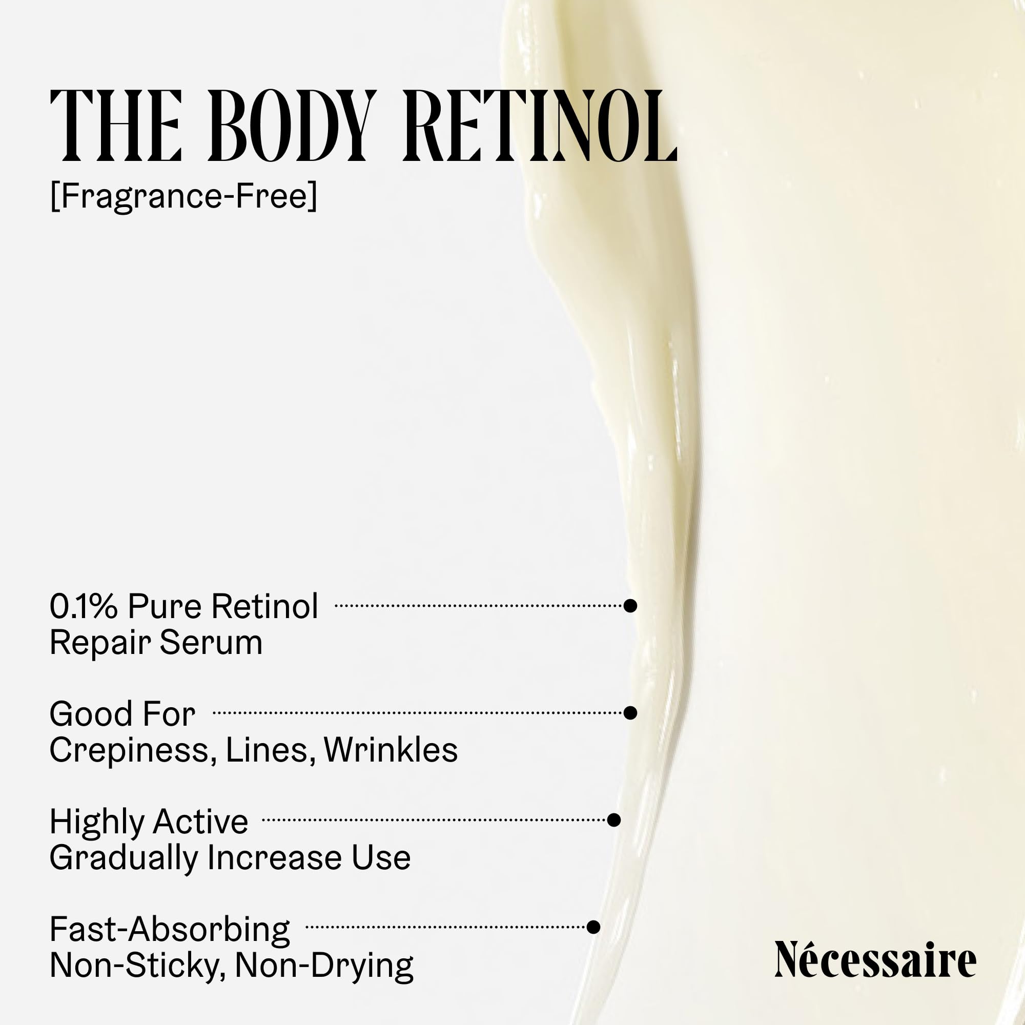 Close-up label showing 0.1% retinol and 10% AHA on the product.