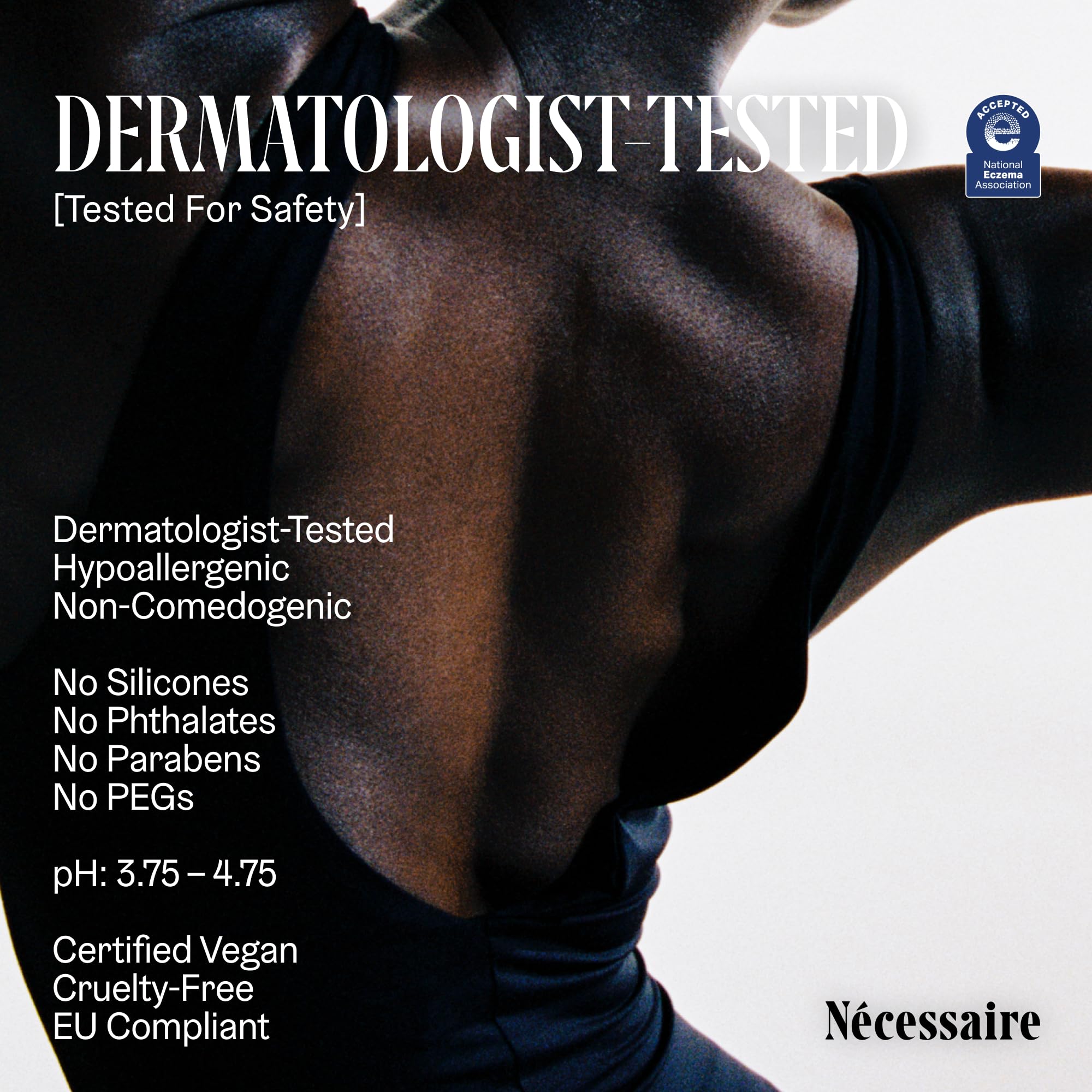 National Eczema Association seal visible on Nécessaire serum packaging.