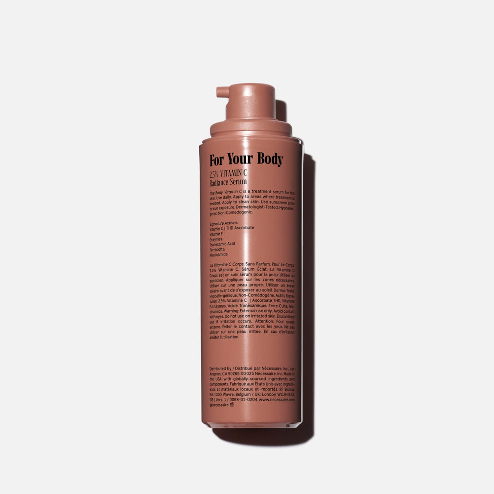 Nécessaire serum showcasing 2.5% THD Vitamin C concentration.