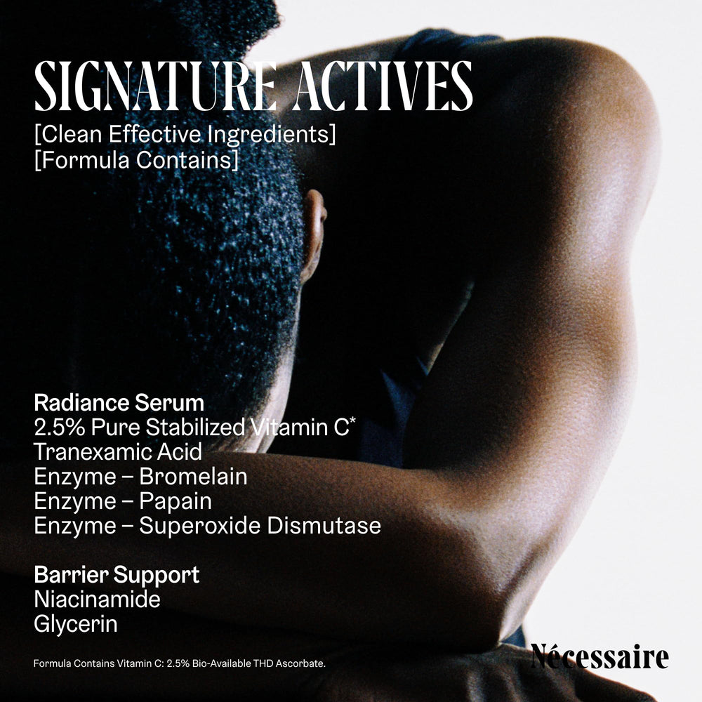 Enzyme blend emblem on Nécessaire Vitamin C Serum box.