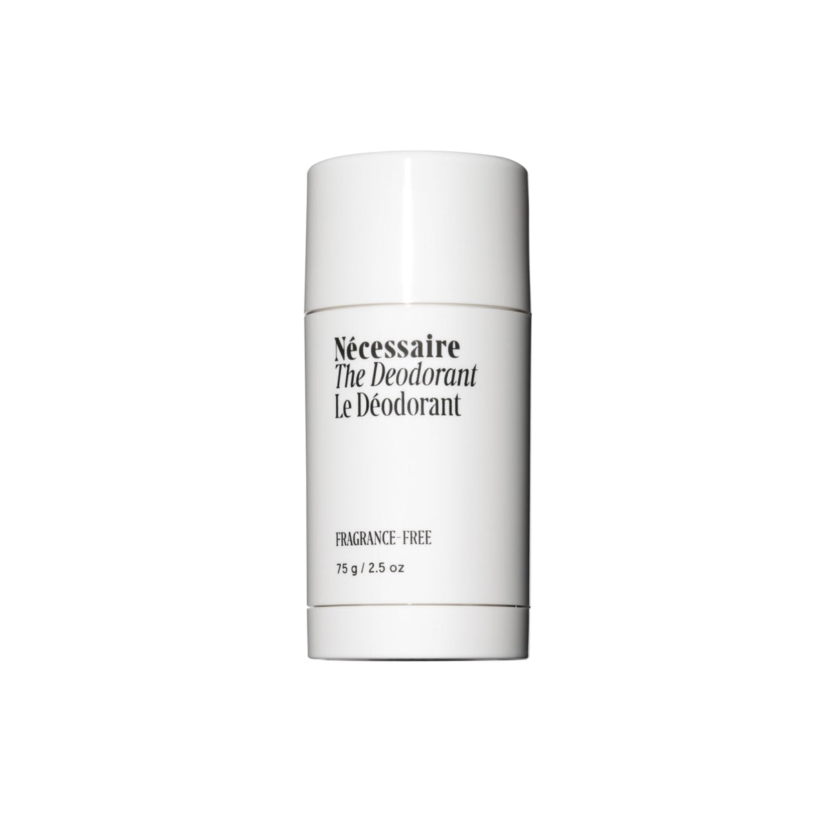 Nécessaire fragrance-free deodorant bottle offers long-lasting freshness.