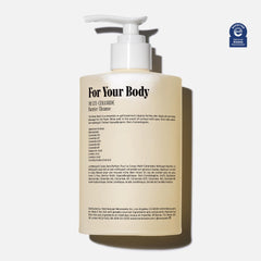 Nécessaire fragrance-free body wash label close-up showing barrier-friendly formula