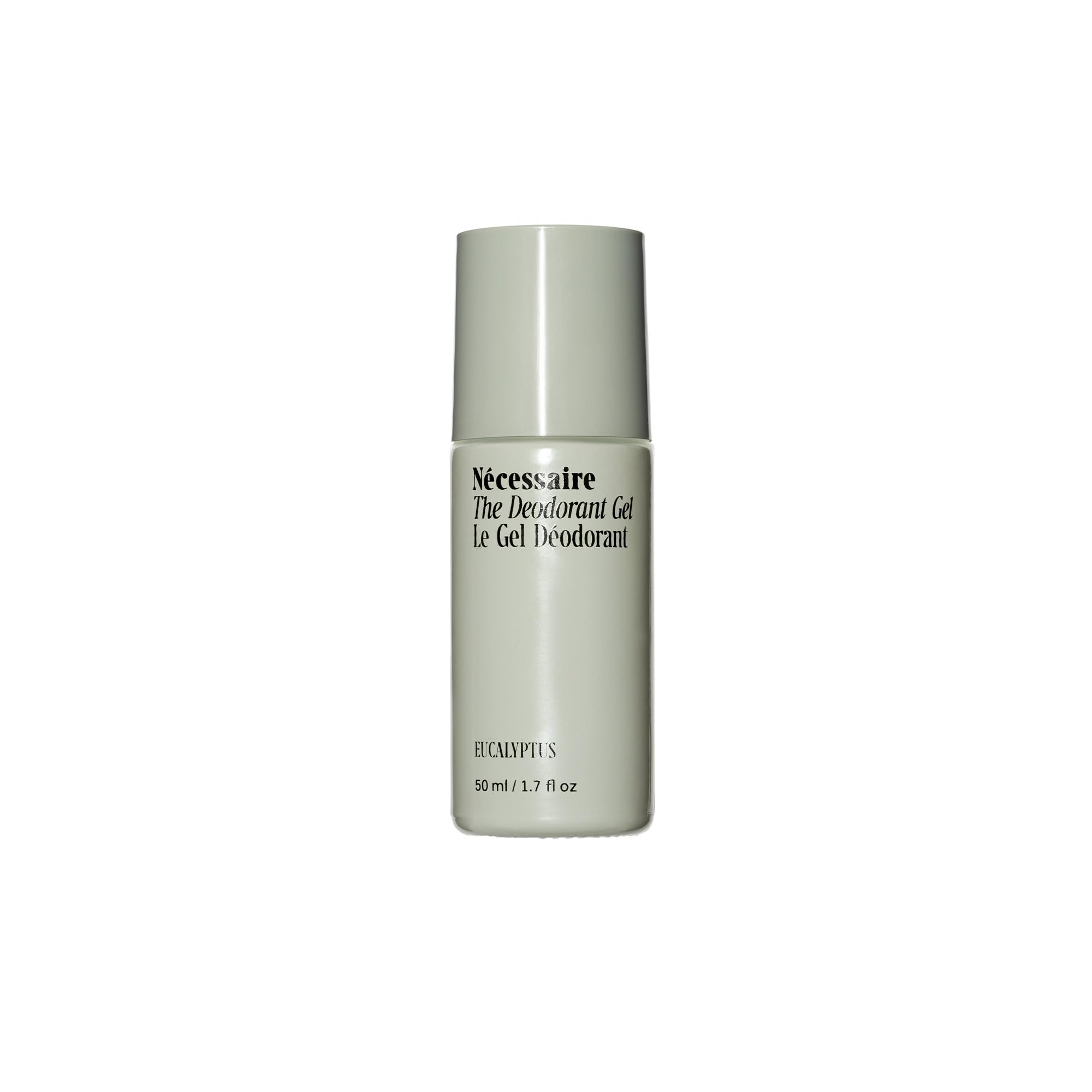 Nécessaire gel desodorante eucalipto, envase frontal, aroma herbáceo para frescura diaria.