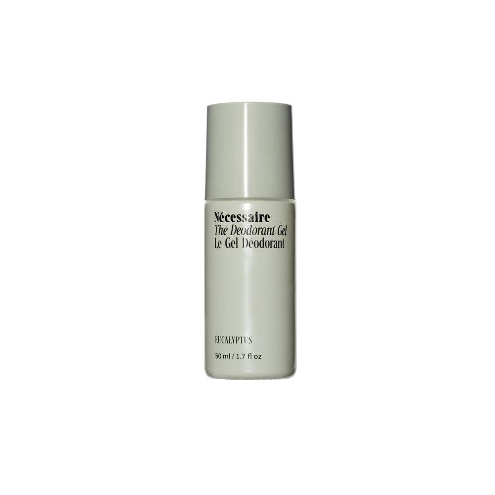 Nécessaire gel desodorante eucalipto, envase frontal, aroma herbáceo para frescura diaria.