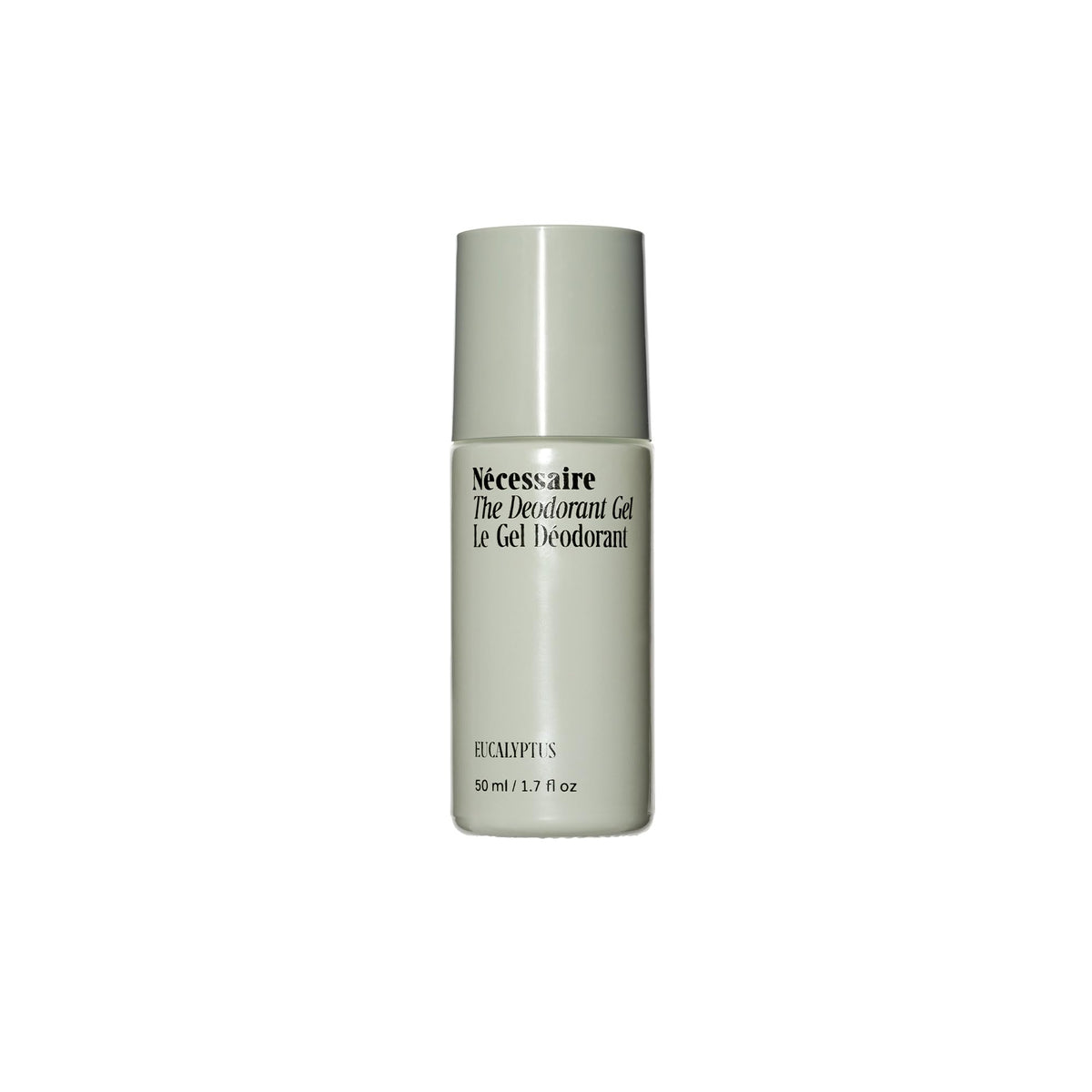 Nécessaire gel desodorante eucalipto, envase frontal, aroma herbáceo para frescura diaria.