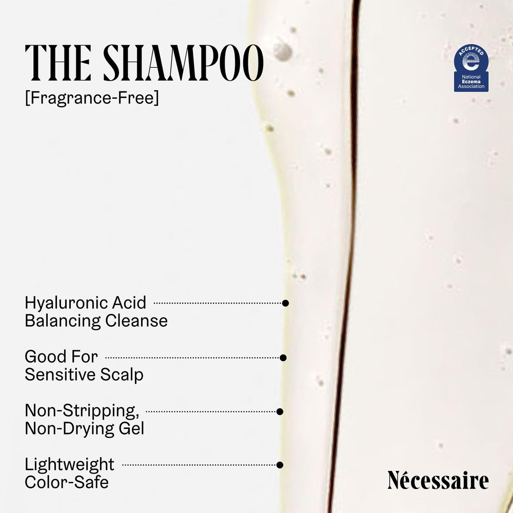 Nécessaire The Hair Duo conditioner label highlights fragrance-free formula