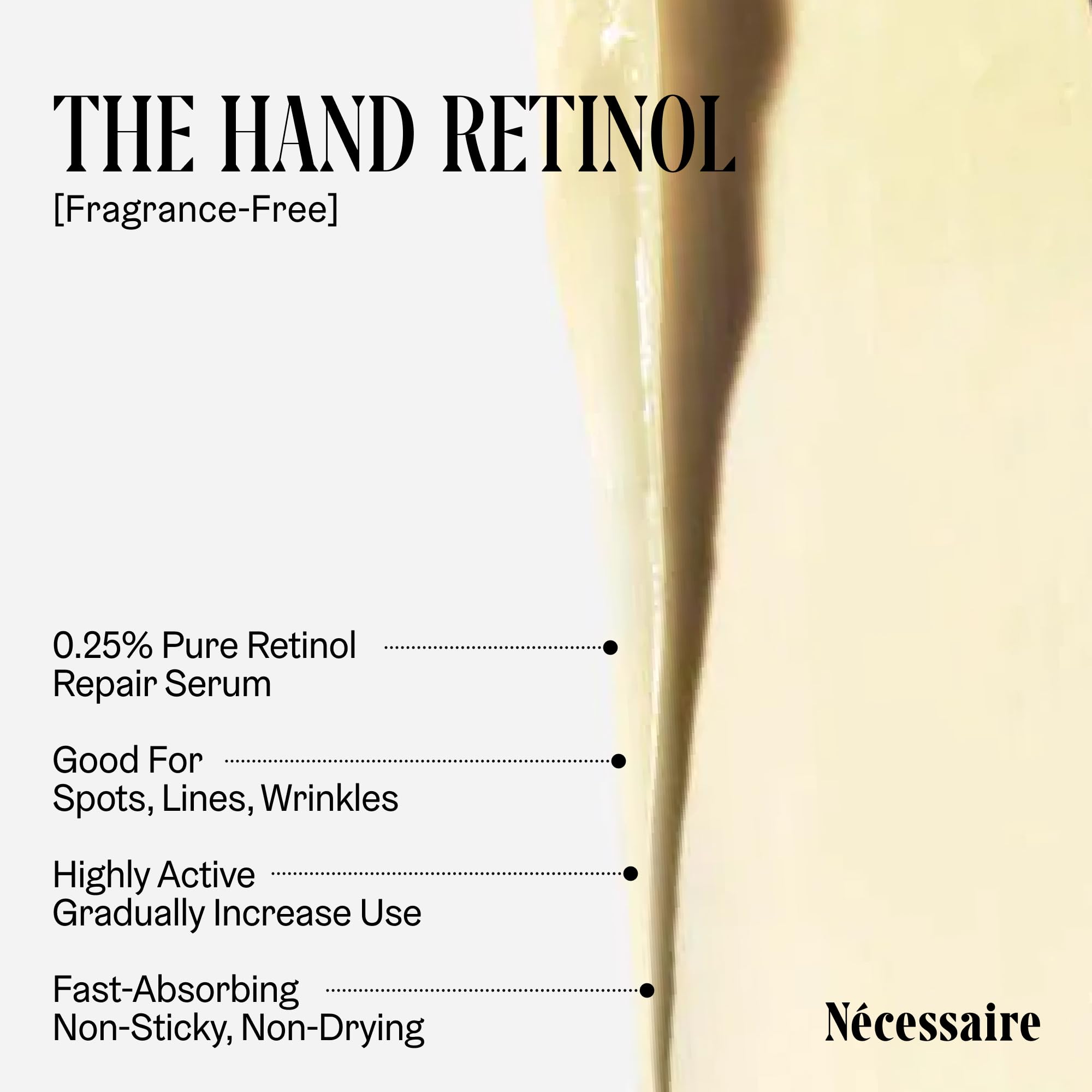 Nécessaire encapsulated retinol close-up targeting fine lines on hands
