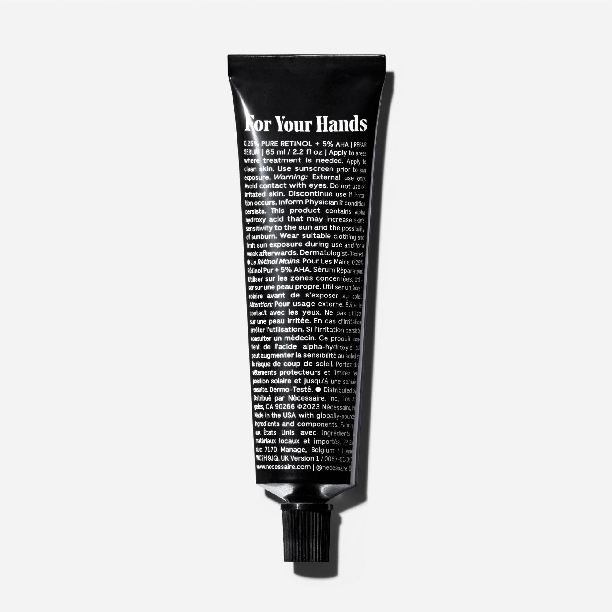 Nécessaire hand retinol night-application shown for smoother hands by morning