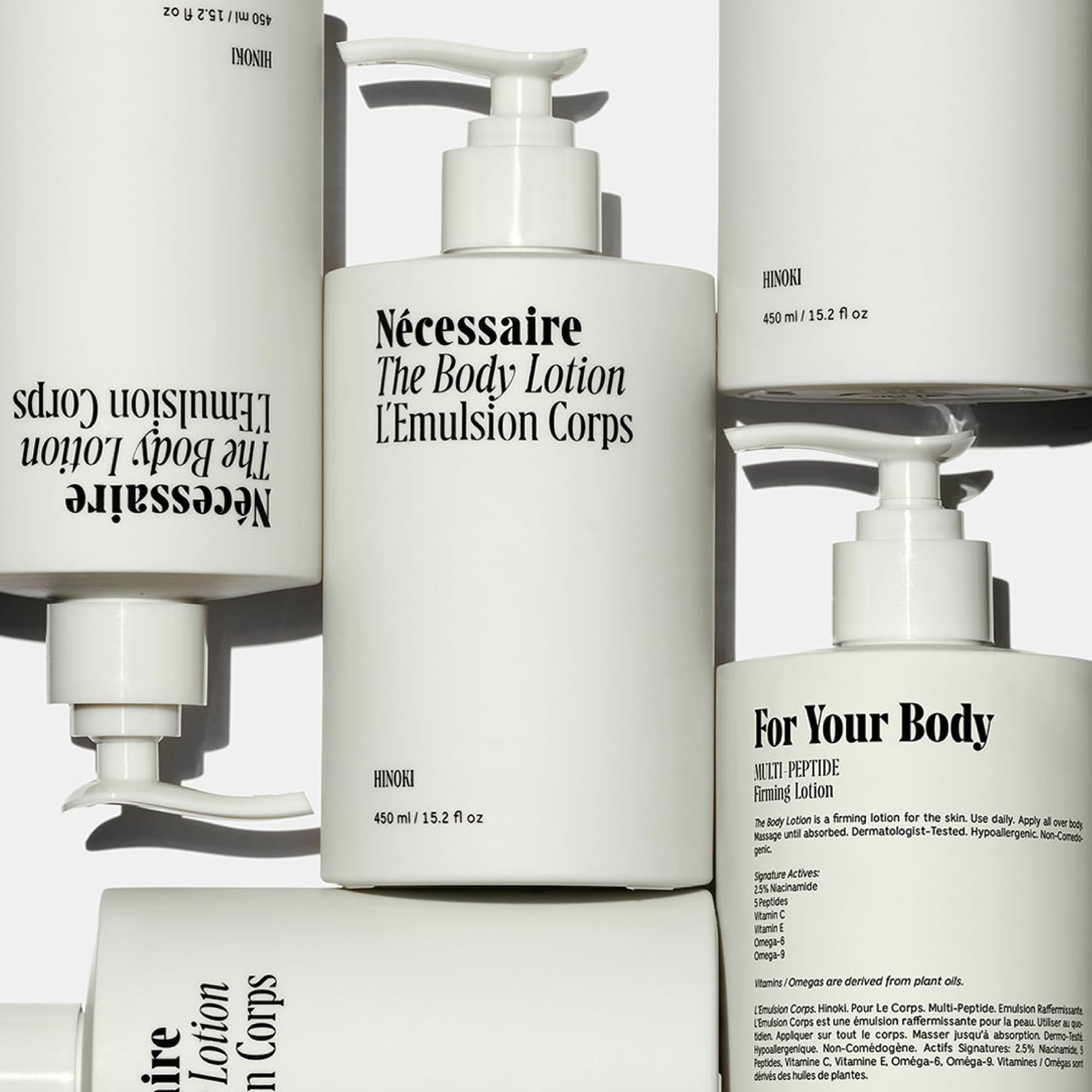 Smooth cream texture of Nécessaire Hinoki body lotion on skin.