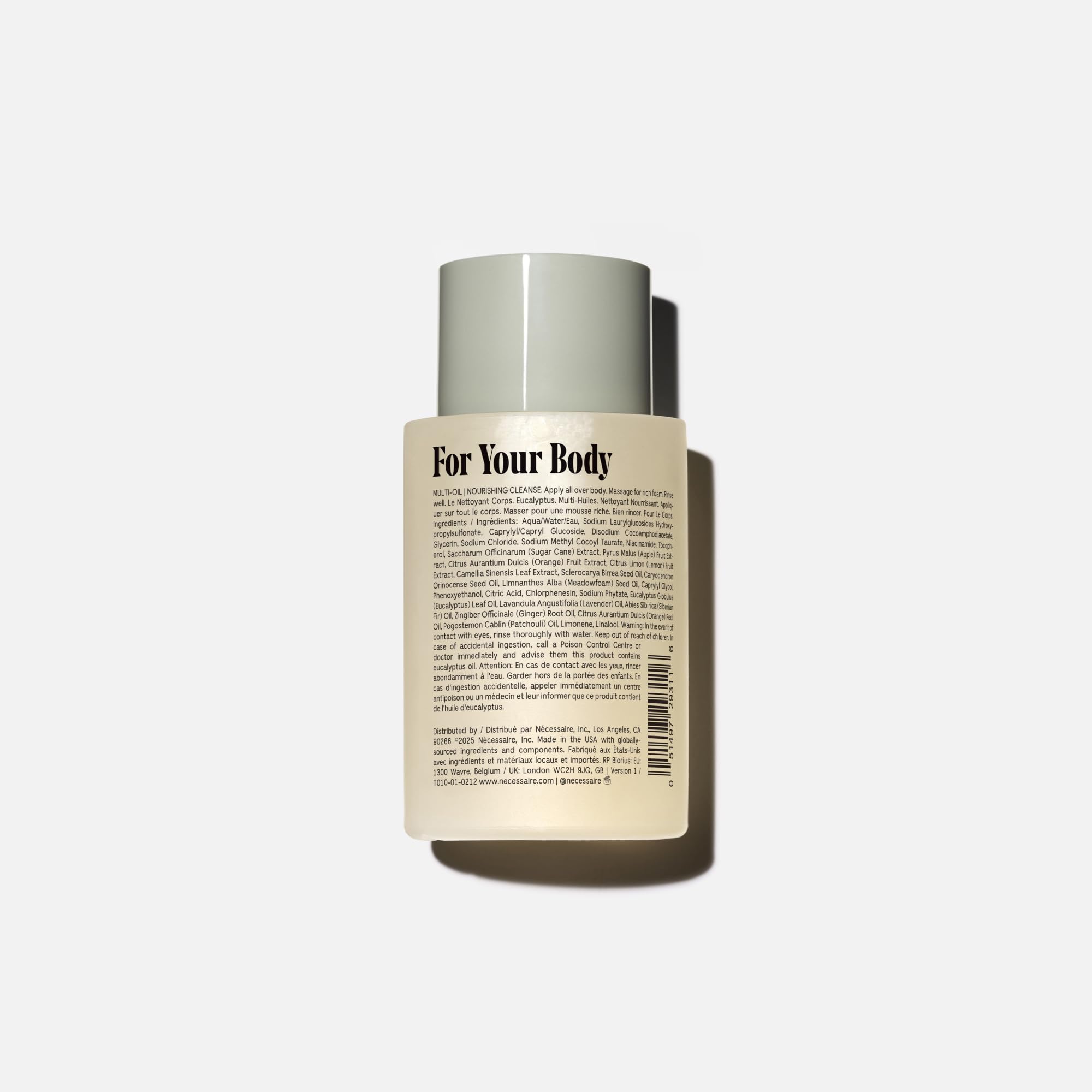 Nécessaire mini gel de baño eucalipto: espuma cremosa deja sensación fresca.